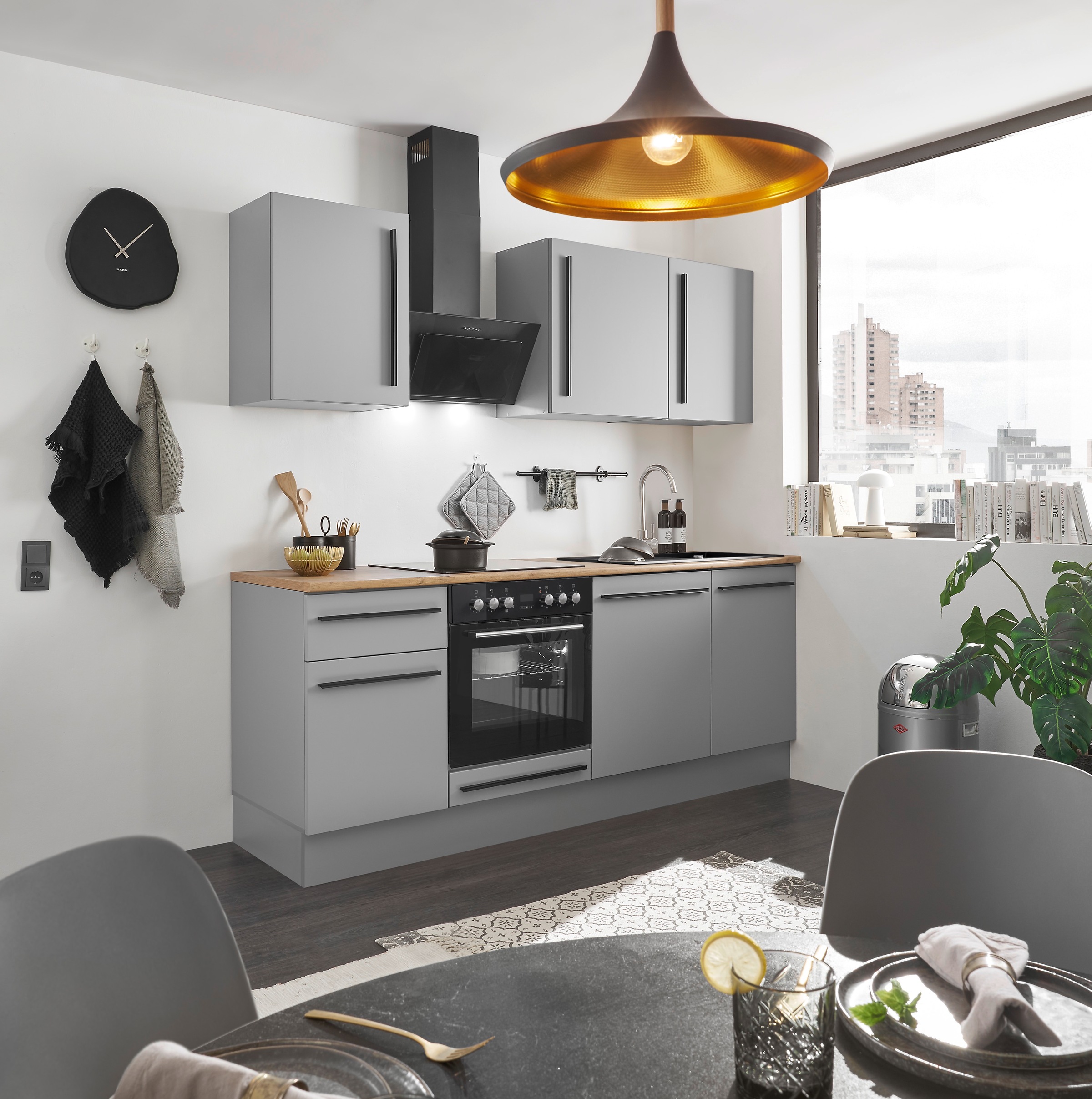 BASIC by Balculina Winkelküche »Denver, Küche BxHxT 220 x 211 x 60«, Breite 220 cm, wahlweise mit E-Geräten und Induktion