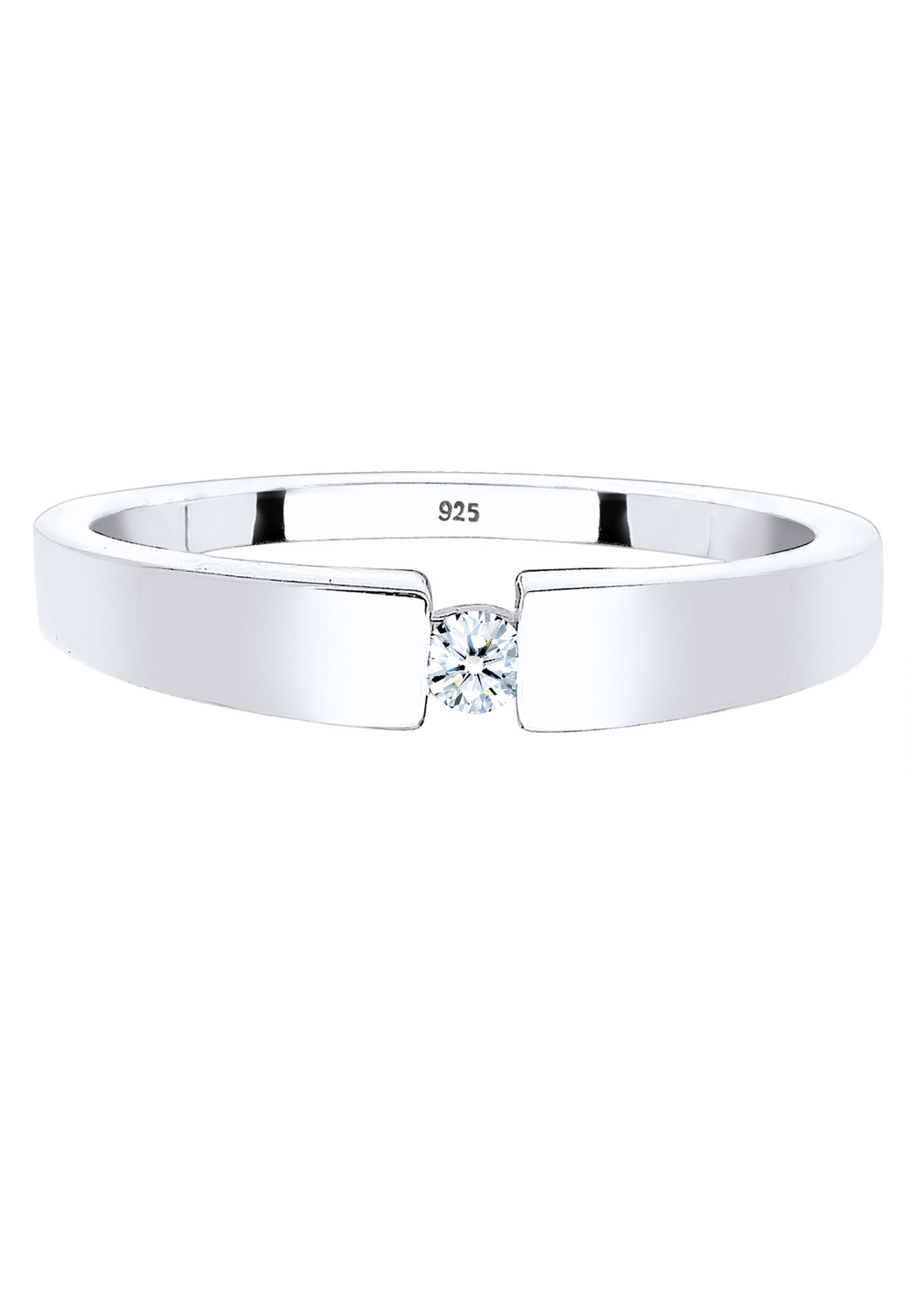 Elli DIAMONDS Verlobungsring »Ring Klassisch Bandring Diamant 0.06 ct. 925 Silber«
