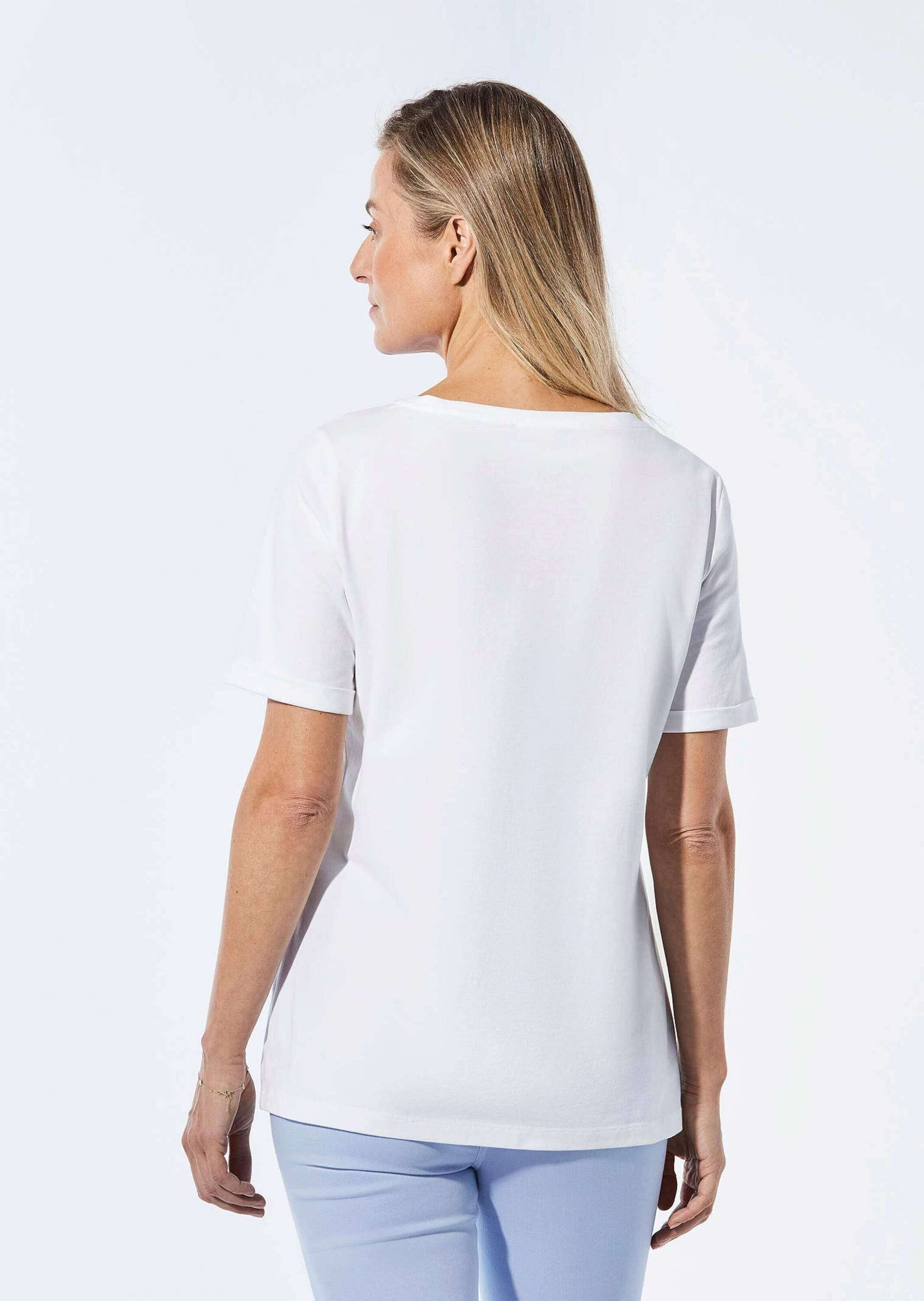 GOLDNER Kurzarmshirt »Kurzgröße Jerseyshirt mit überschnittenen Schultern«