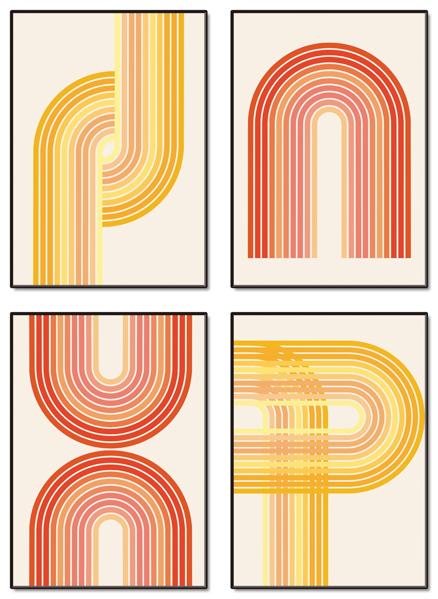 OTTO home Wandbild »Retro I bis IV« Abstrakt 4 Stk. tlg. als Poster oder Leinwandbilder Set
