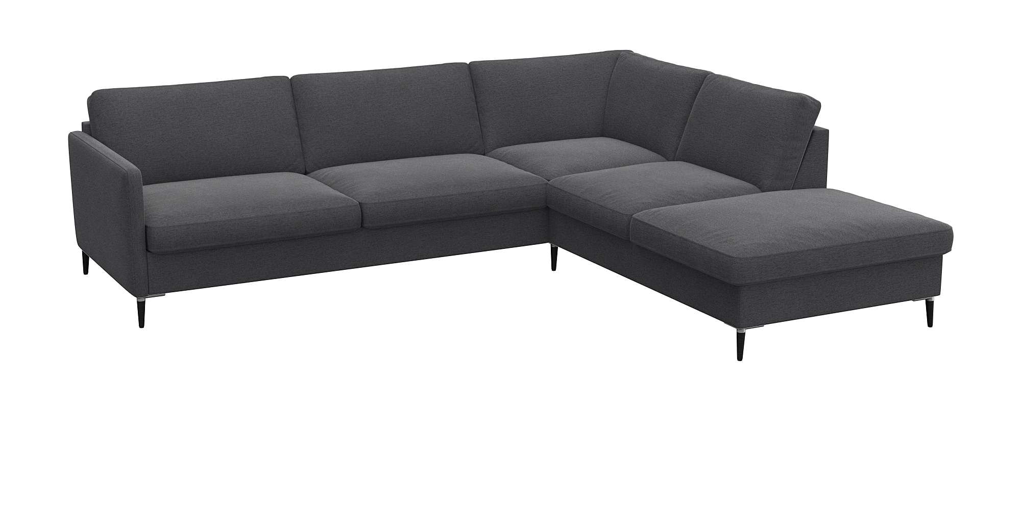 FLEXLUX Ecksofa »Fiore, super Sitzkomfort durch Kaltschaum im Sitz, L-Form« schmale Armlehnen, Füße Alu+schwarz