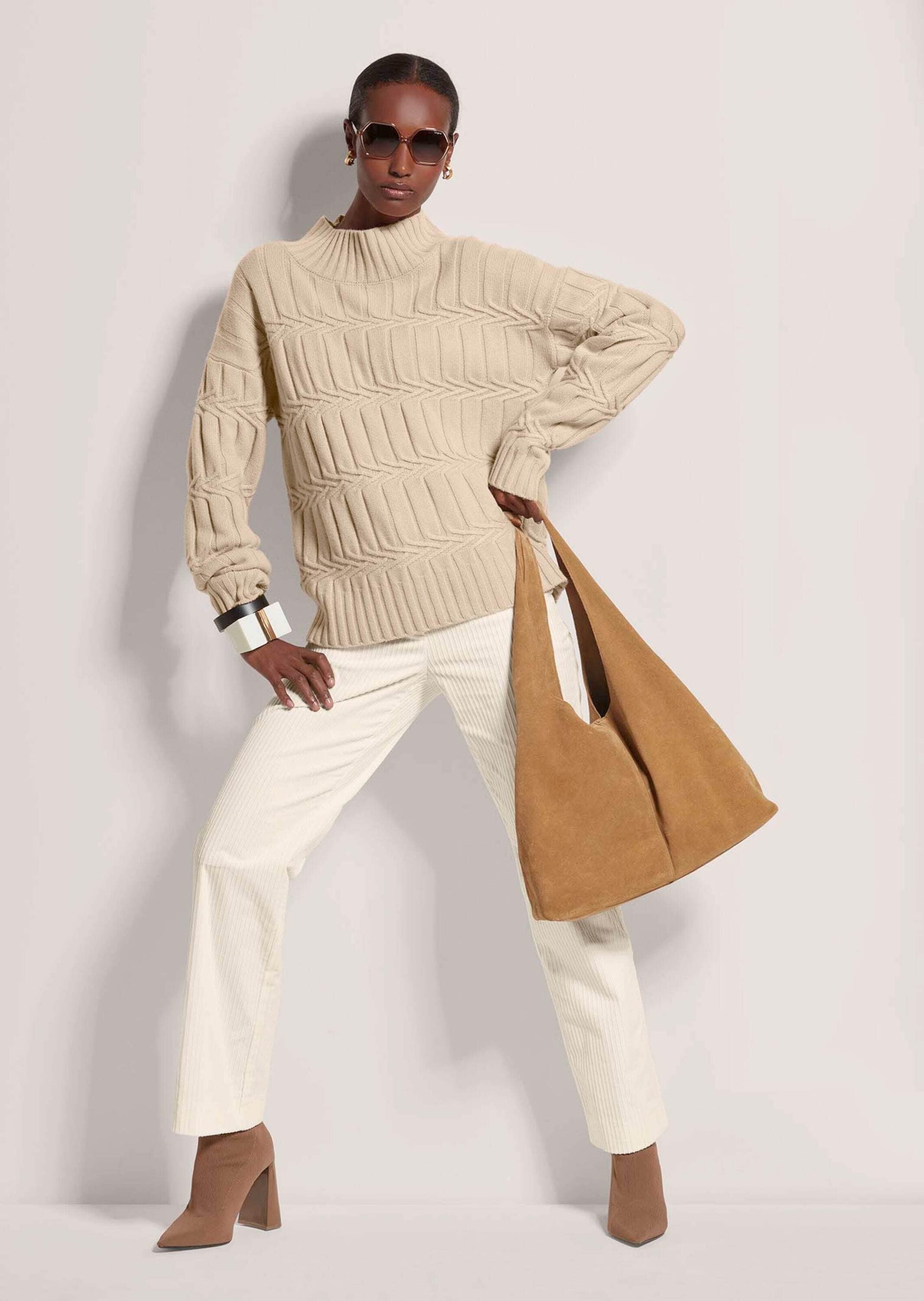 MADELEINE Longpullover »Strickpullover Eleganter Kaschmirpullover mit Stehkragen«