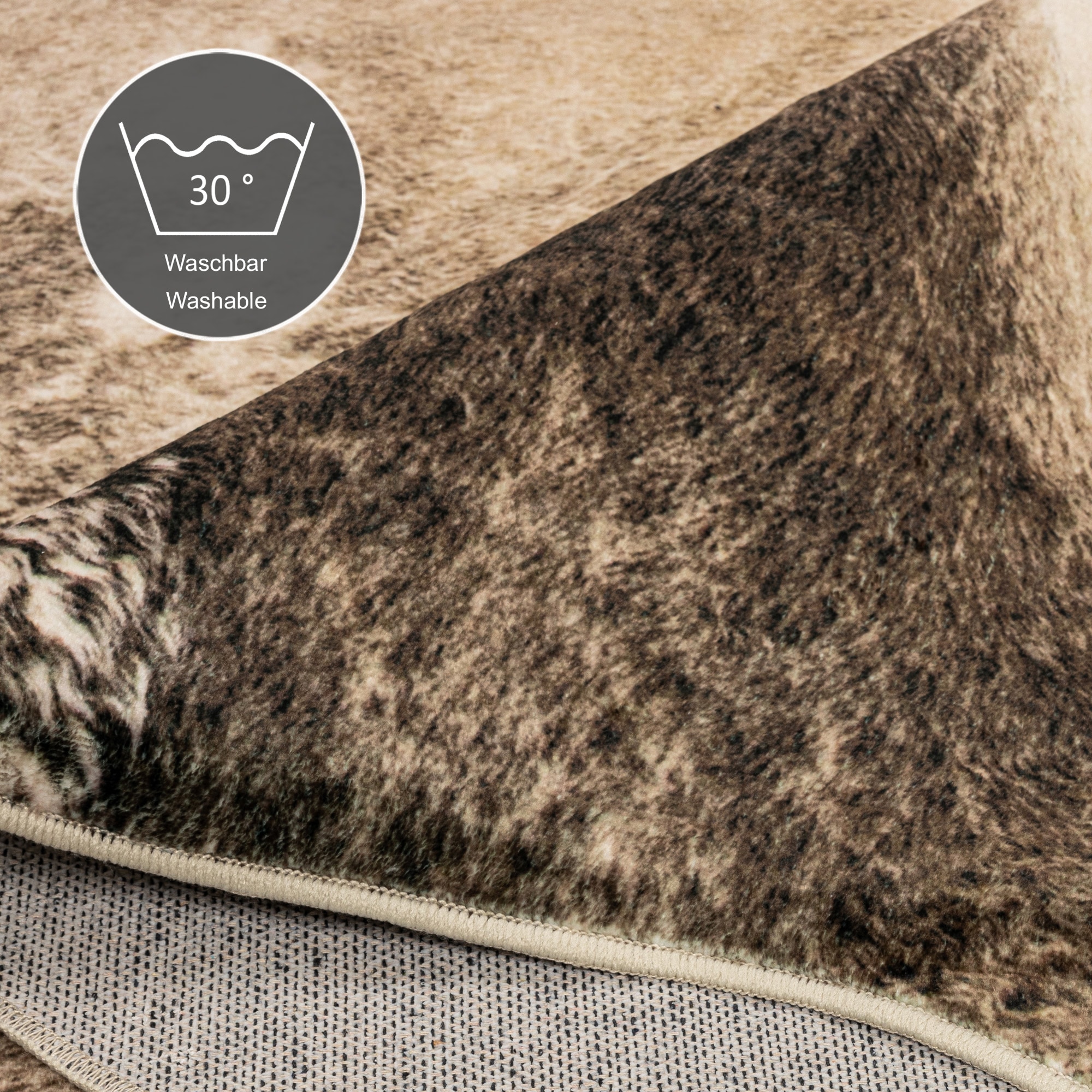Gino Falcone Fellteppich »Emilia«, fellförmig, 3 mm Höhe, Kunstfell, bedruckt, Kuhfell-Optik, ideal im Wohnzimmer & Schlafzimmer