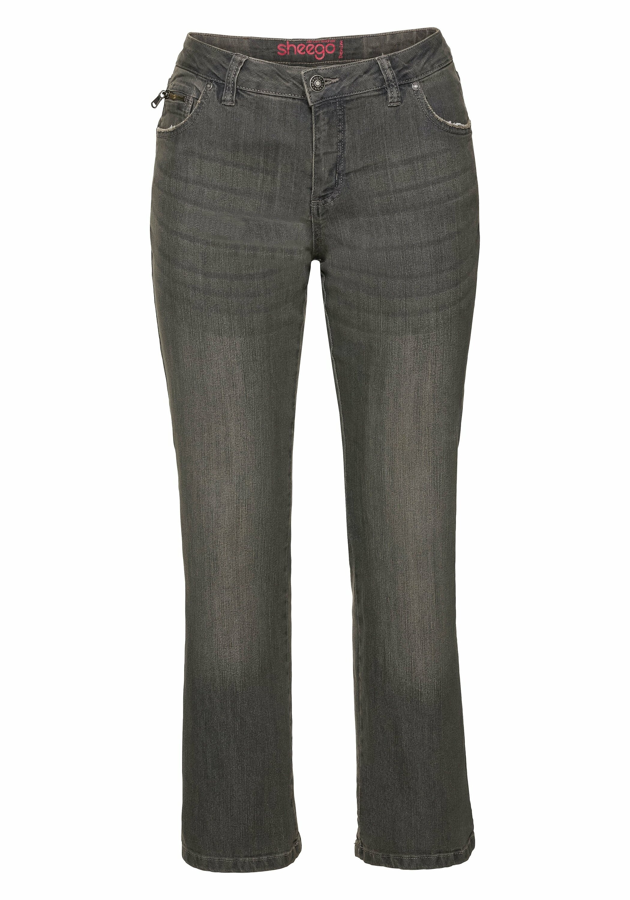 Sheego Bootcut-Jeans »Jeans in 5-Pocket-Form, mit Used-Effekten«