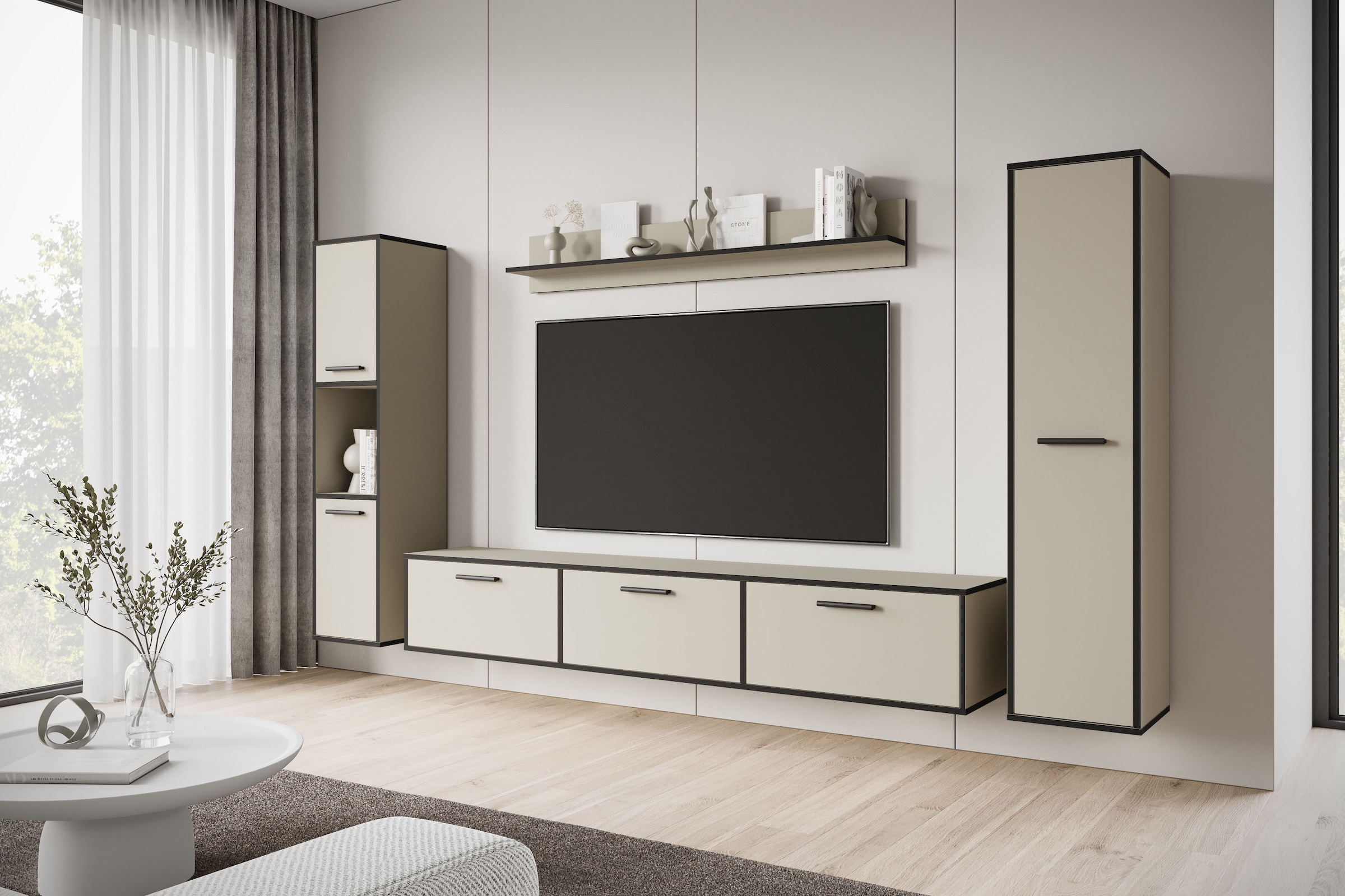 Home affaire Wohnwand »BOGOTA XL, Vitrine Türanschlag links/rechts wechselbar« Komplett-Set, 4 Stk. tlg.