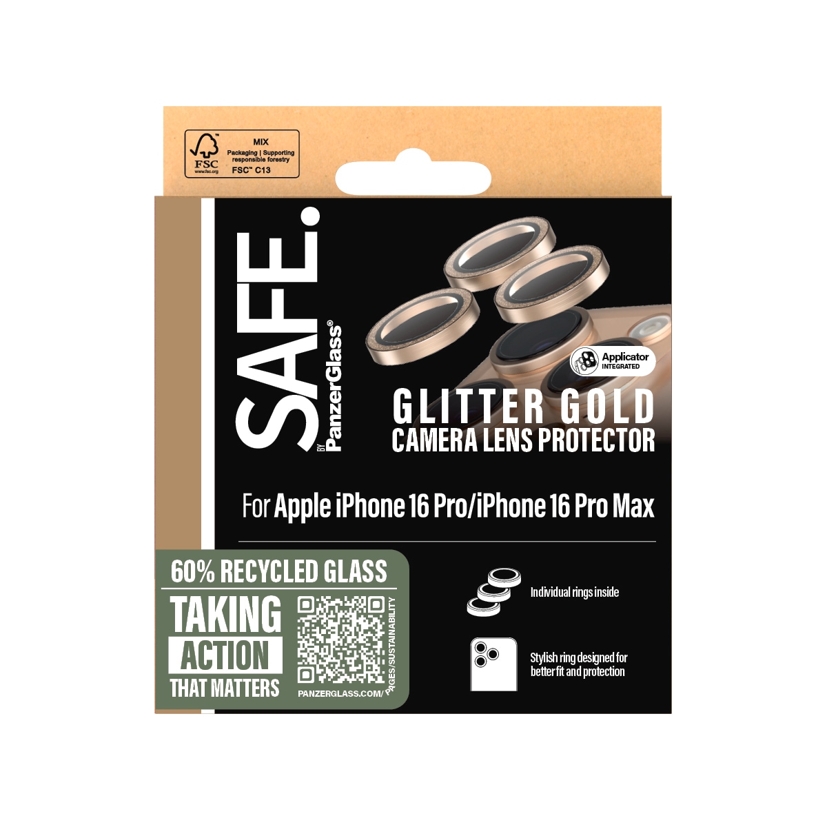 SAFE by PanzerGlass Kameraschutzglas »Camera Lens Protection«, für Apple iPhone 16 Pro-Apple iPhone 16 Pro Max, Kameraschutz, Schutzglas, Linsenschutz, kratz- & stoßfest
