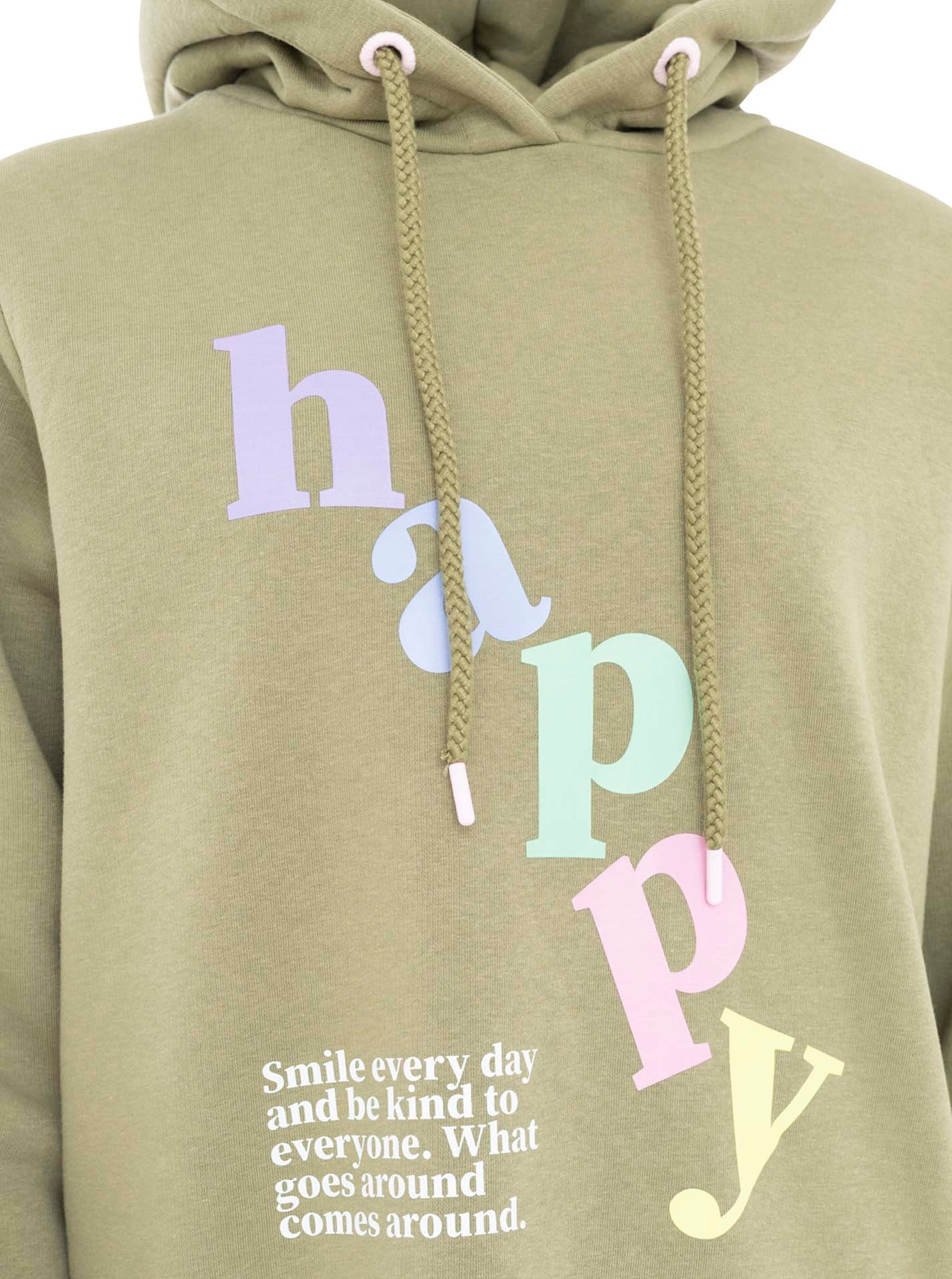 Zwillingsherz Hoodie »"happy"«, großer „Happy“ Print , Kapuze mit Kordel, elastische Bündchen
