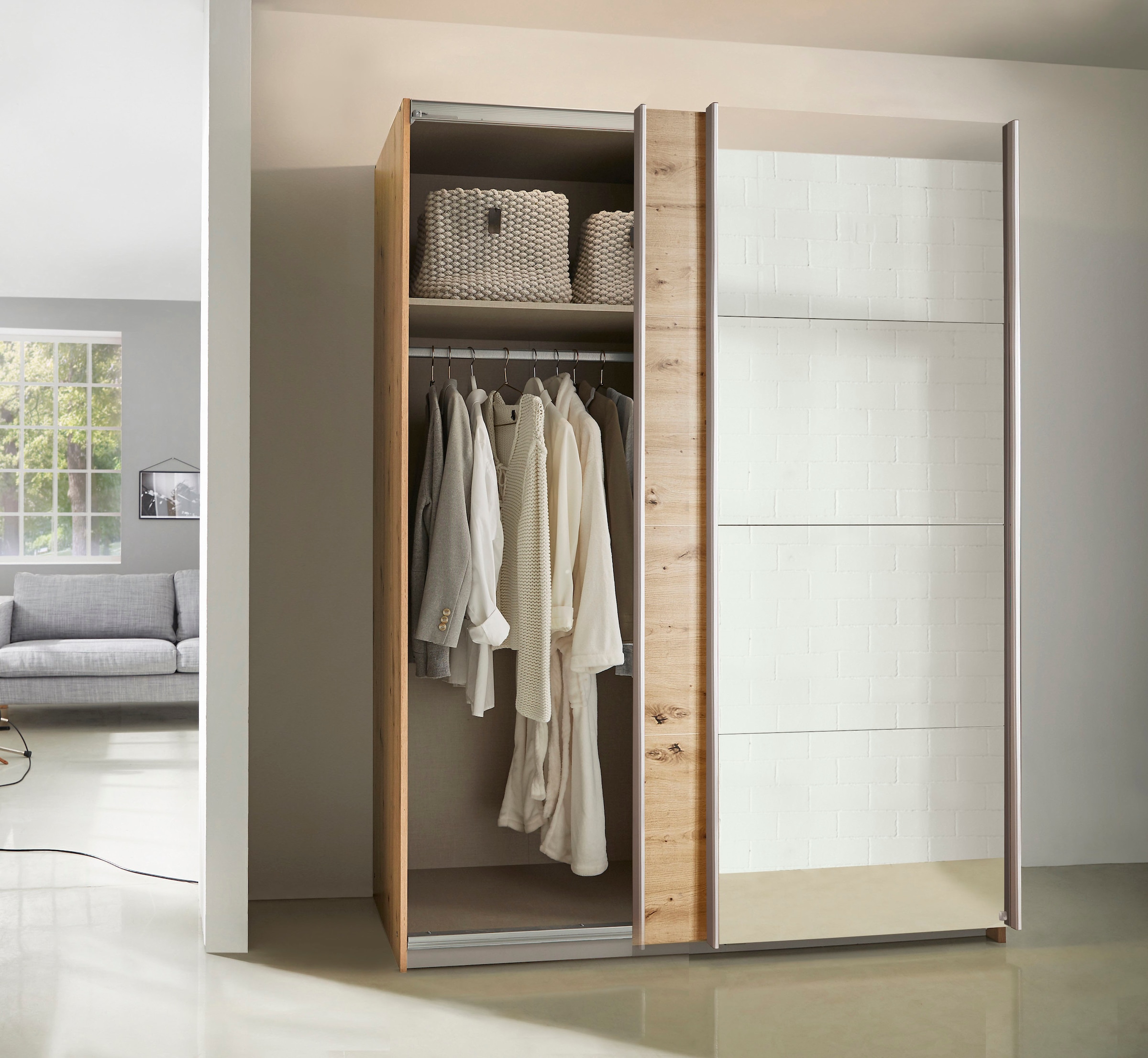 rauch Schwebetürenschrank »Subito Kleiderschrank Bestseller«, Schlafzimmerschrank Schrank Garderobe mit 4 Spiegelelementen