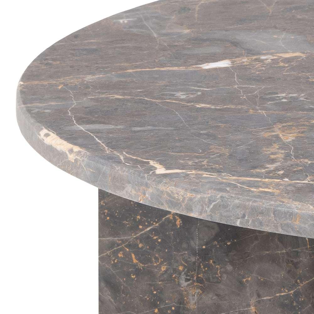 ACTONA GROUP Couchtisch »Vega«, Rund Couchtisch, V-förmig Gestell matt braun lackiert Marmor, Ø90x42cm