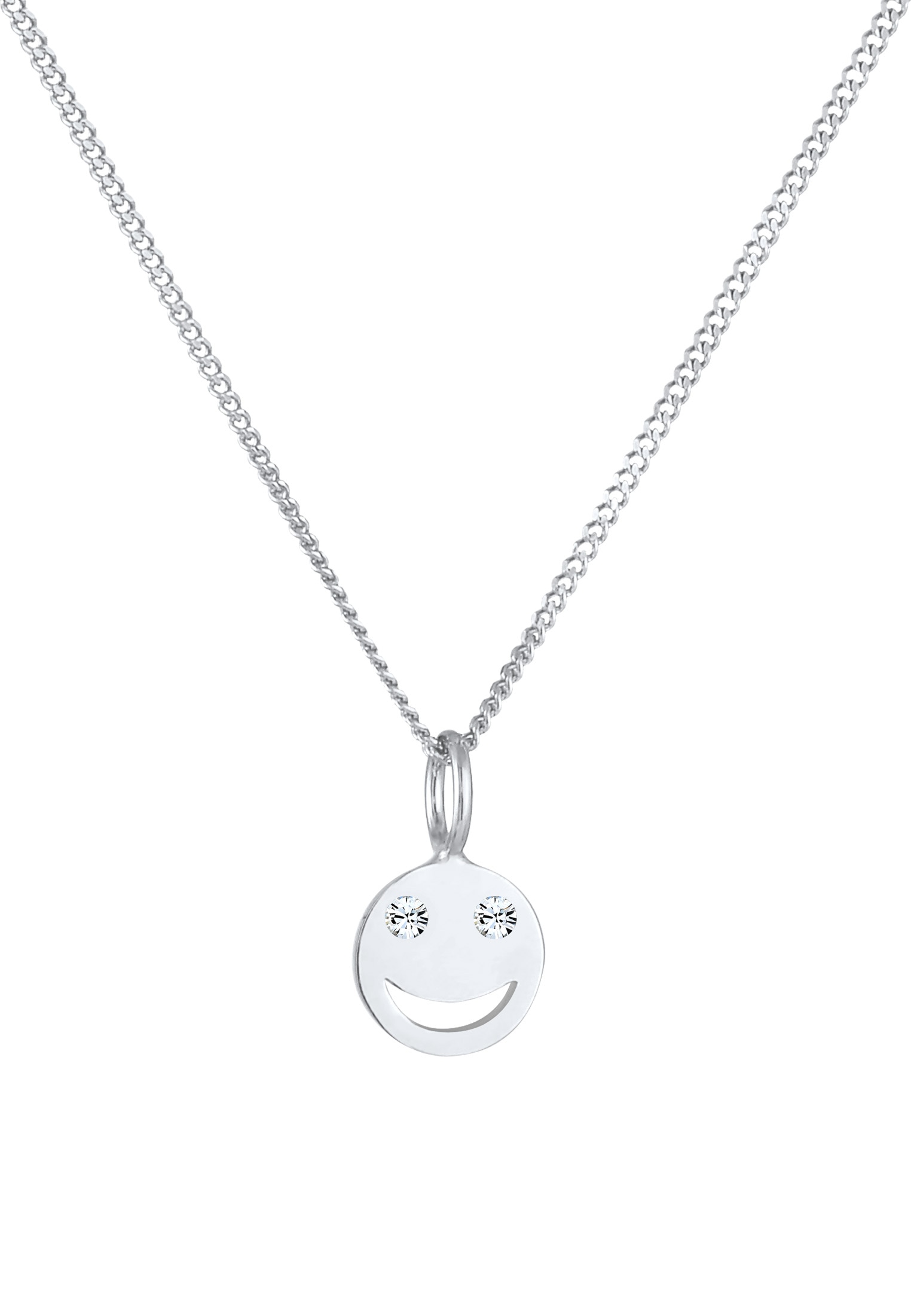 Elli Silberkette »Halskette mit Smiling Face 925 Silber, mit Kristallen von Swarovski®«