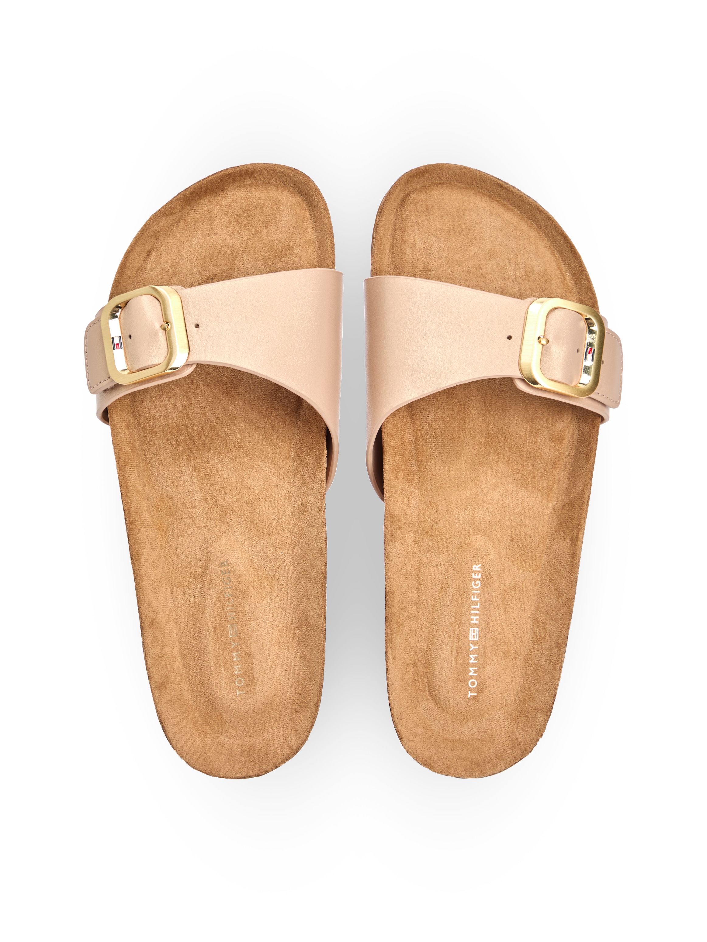 Tommy Hilfiger Pantolette »TH CLASSIC CORK SANDAL PEARL LTH«  Strandschuh, Pool Slides, Flat mit Logoemblem