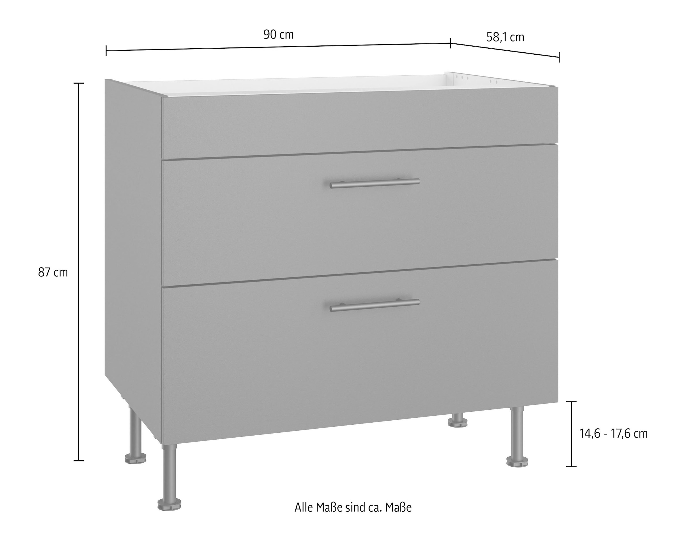 OPTIFIT Kochfeldumbauschrank »Fiona« Breite 90 cm, mit 2 Auszügen und höhenverstellbaren Stellfüßen