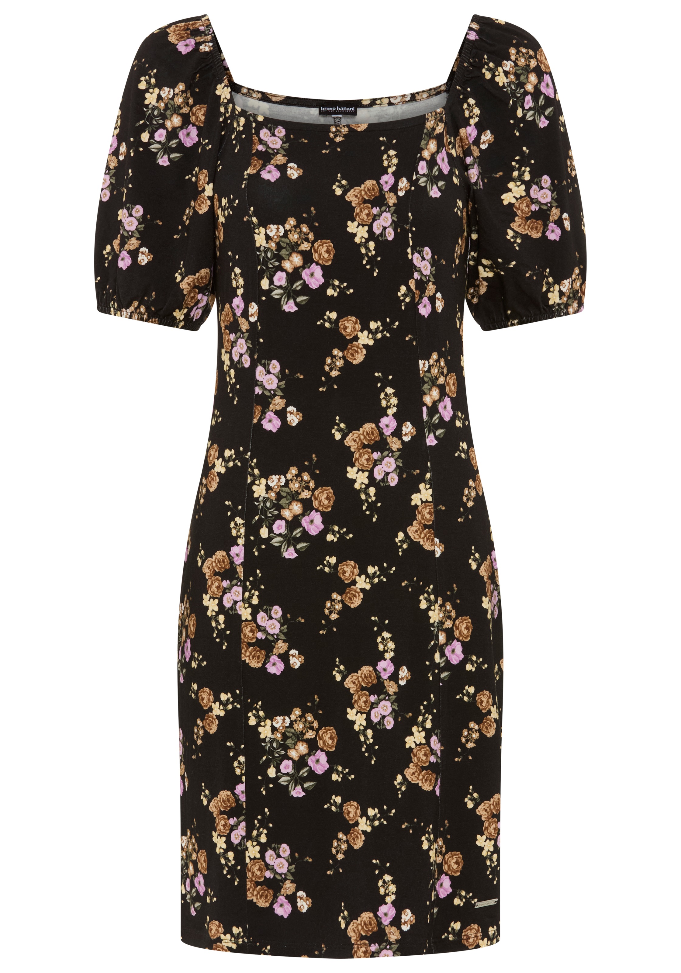 Bruno Banani Sommerkleid mit geblümter Optik, aus Jersey, elastische Viskosemischung