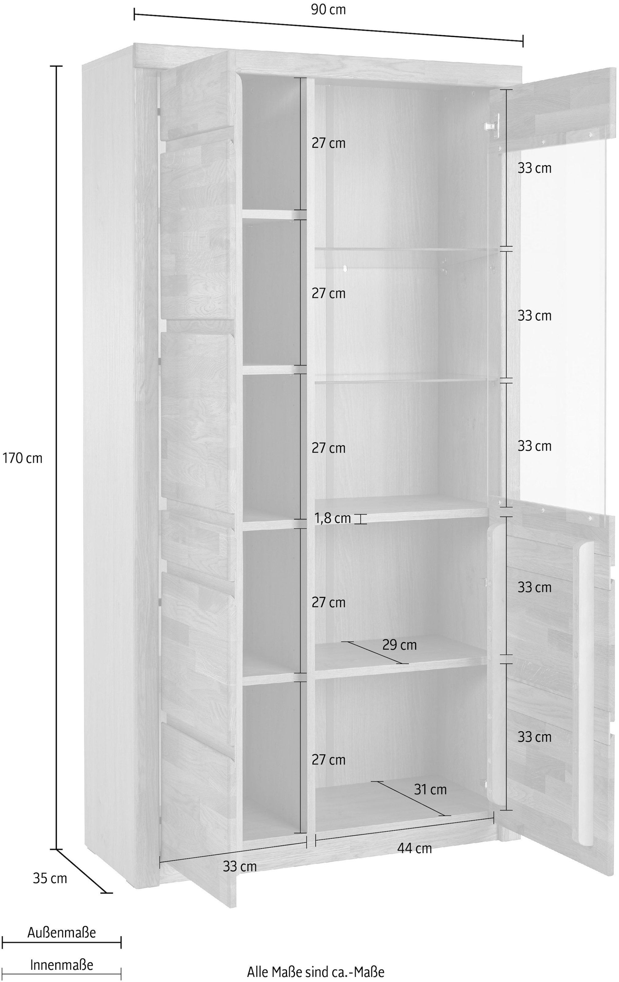 schöne Optik »Silkeborg«, grifflose OTTO Shop Vitrine Online Woltra teilmassiv,