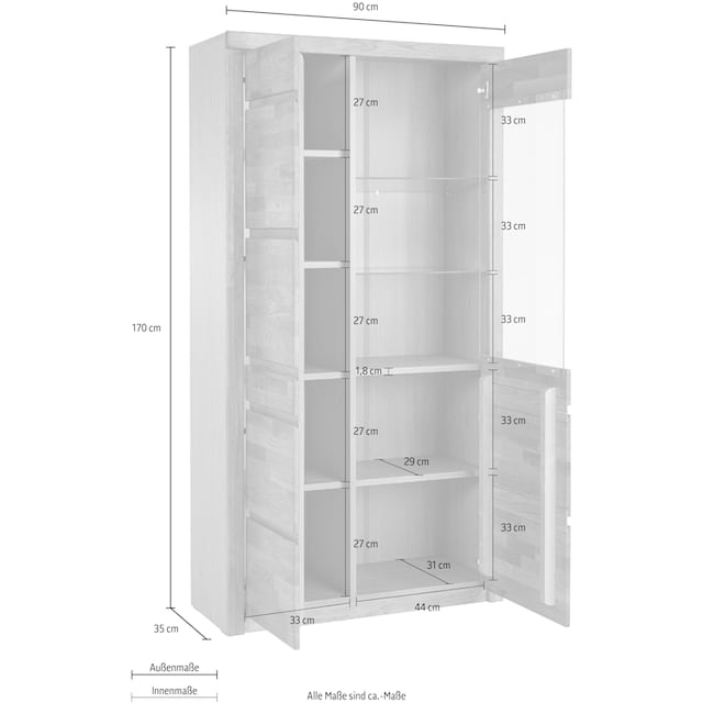 Woltra Vitrine »Silkeborg«, teilmassiv, schöne grifflose Optik OTTO Online  Shop