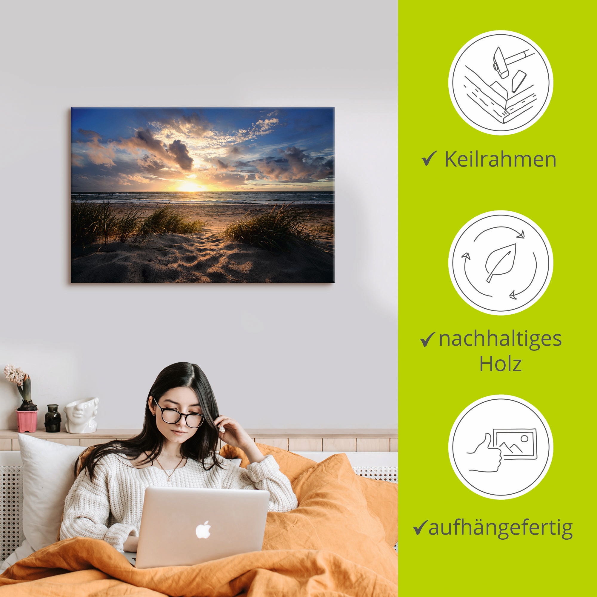 Artland Leinwandbild »Ostseestrand« Strand 1 Stk. tlg. auf Holzrahmen gespannt