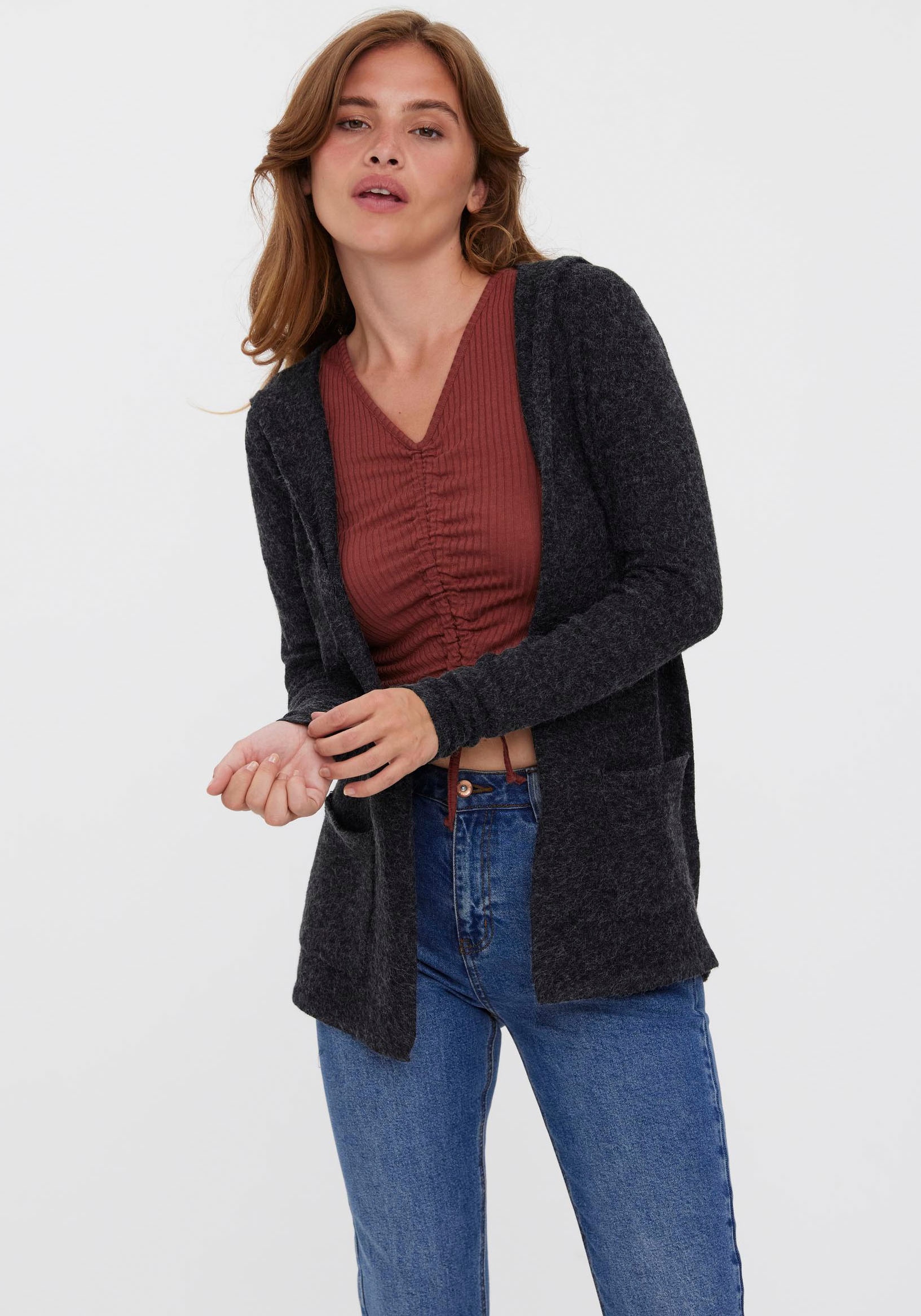 Vero Moda Strickjacke »VMDOFFY LS OPEN HOOD CARDIGAN GA NOOS«