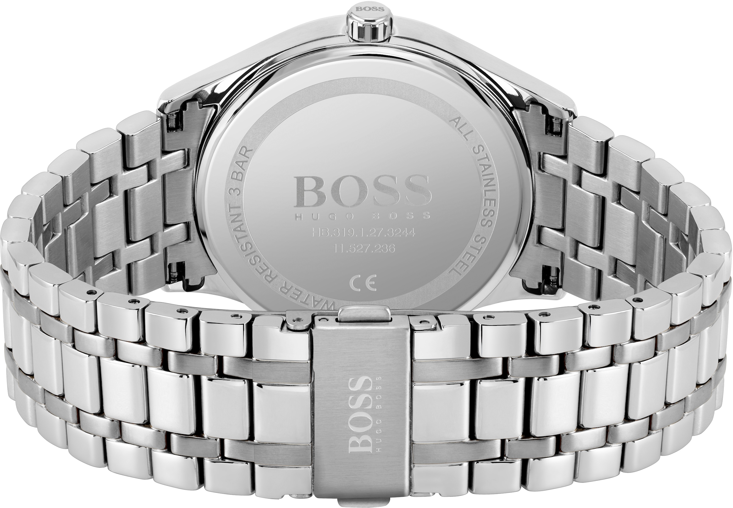 BOSS Quarzuhr »COMMISSIONER«, Herrenuhr, Armbanduhr, Datum, analog, Edelstahlarmband