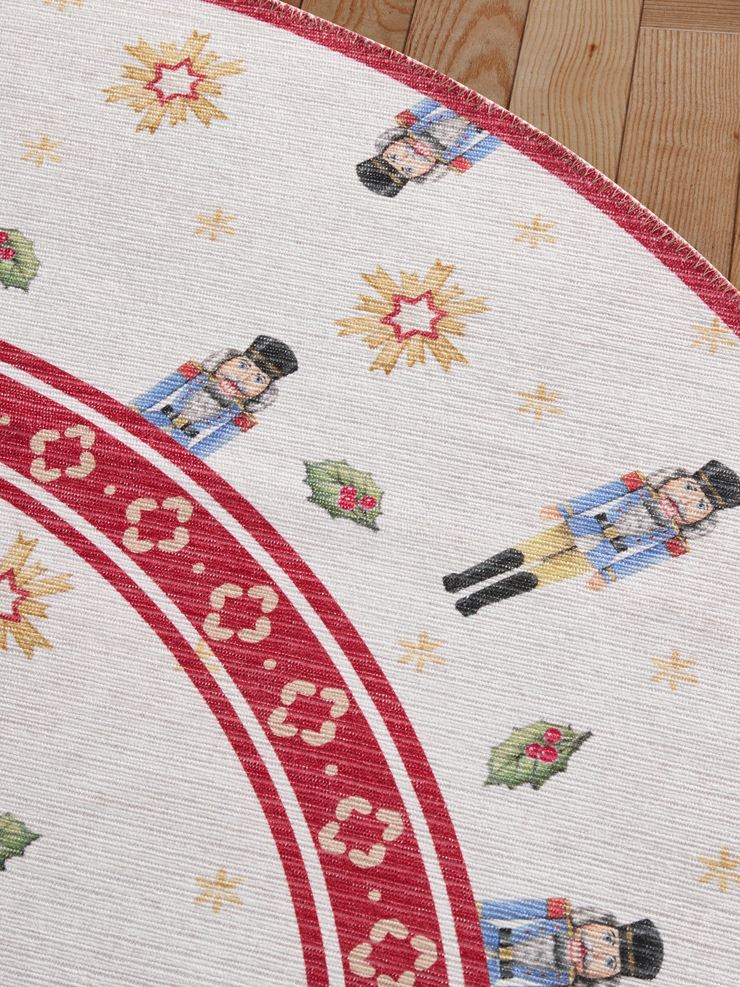 Villeroy & Boch Teppich »Toy's Delight Limited Edition Nutcracker«, rund, 3 mm Höhe, Limited Edition, Weihnachten, Wohnzimmer, Baumrock, Waschbar, Rund