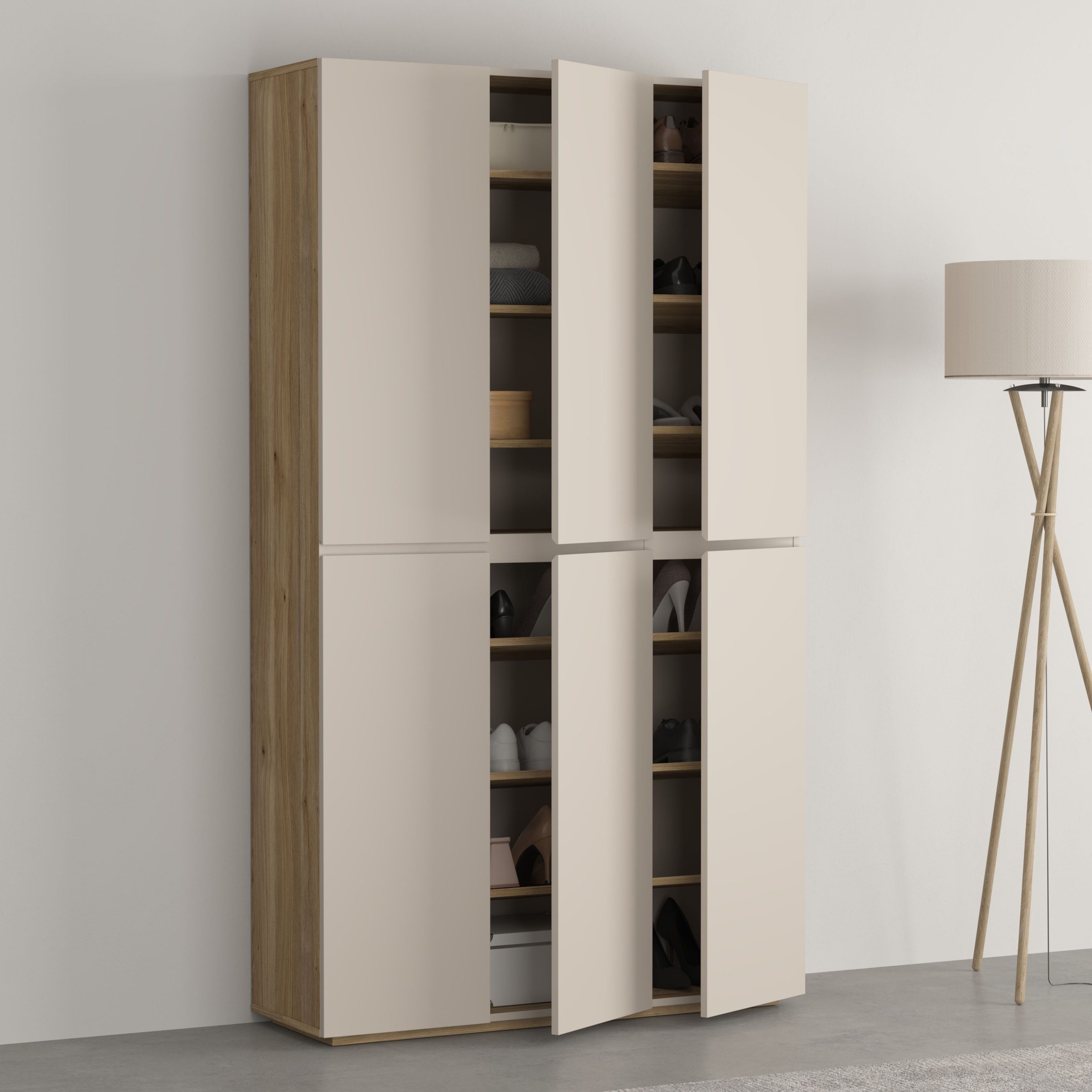 INOSIGN Schuhschrank »Criss moderner Griffloser Stauschrank, Allzweckschrank, Schuhkommode«, Mehrzweckschrank,Breite 105 cm, inclusive 12 verstellbare Einlegeböden