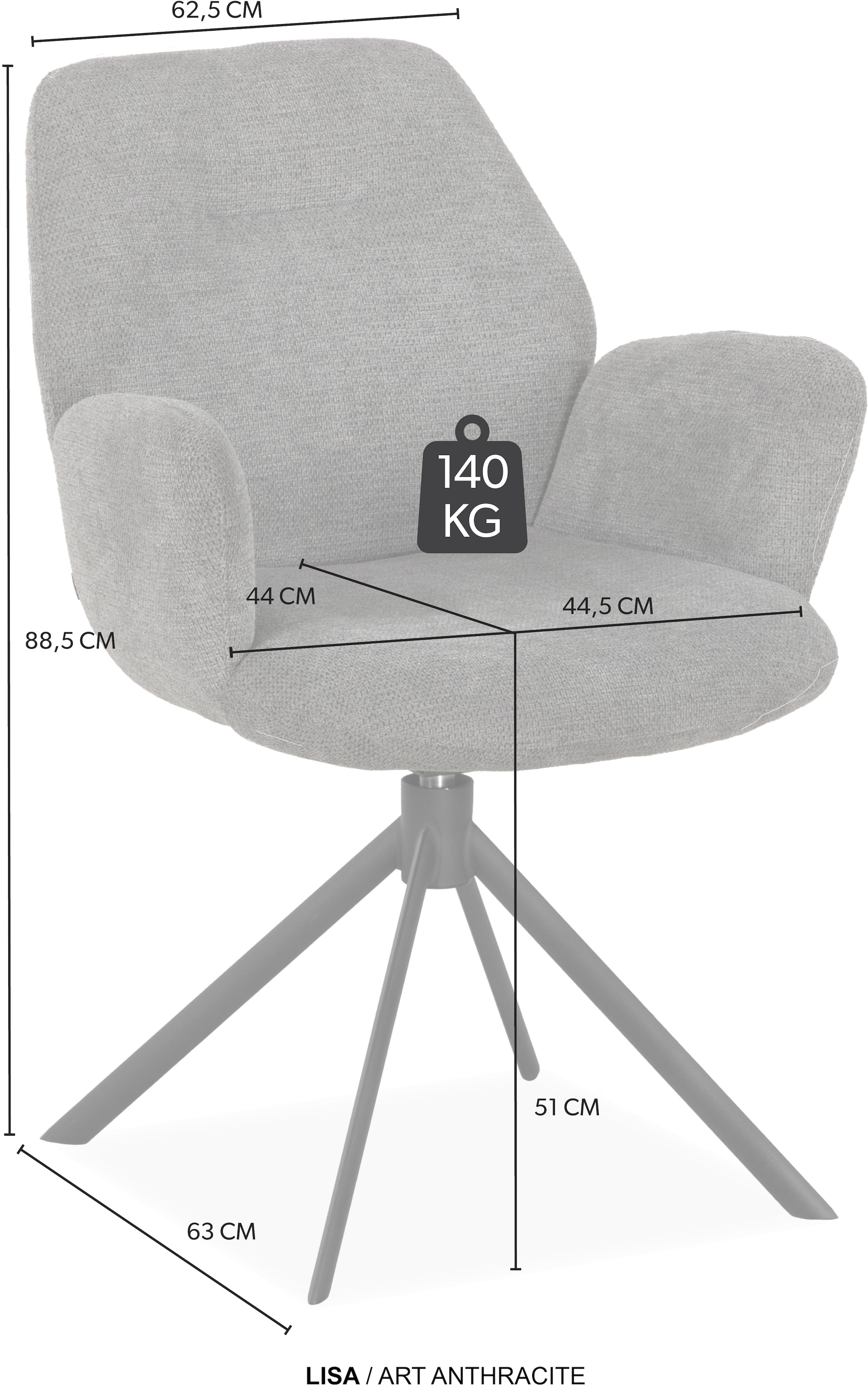 OMG Design Esszimmerstuhl »Lisa« (Set) 1 Stk.Drehstuhl mit auto-return, Armlehnenstuhl