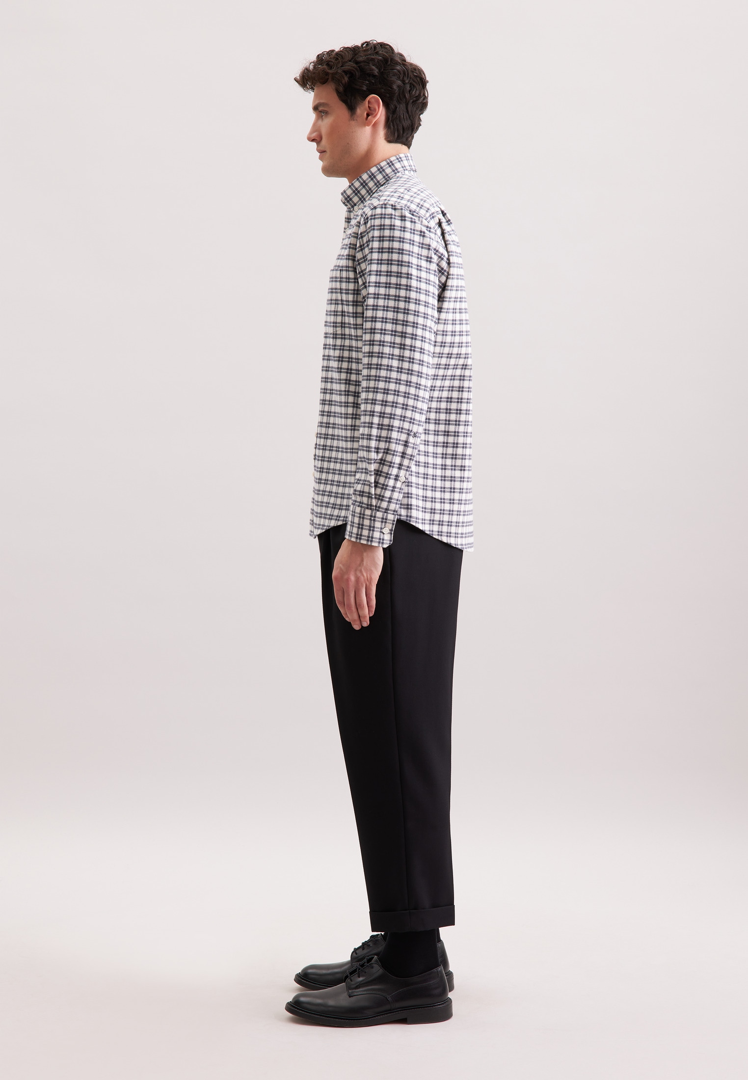 seidensticker Flanellhemd Regular 1/1 Button-Down-Kragen Karo