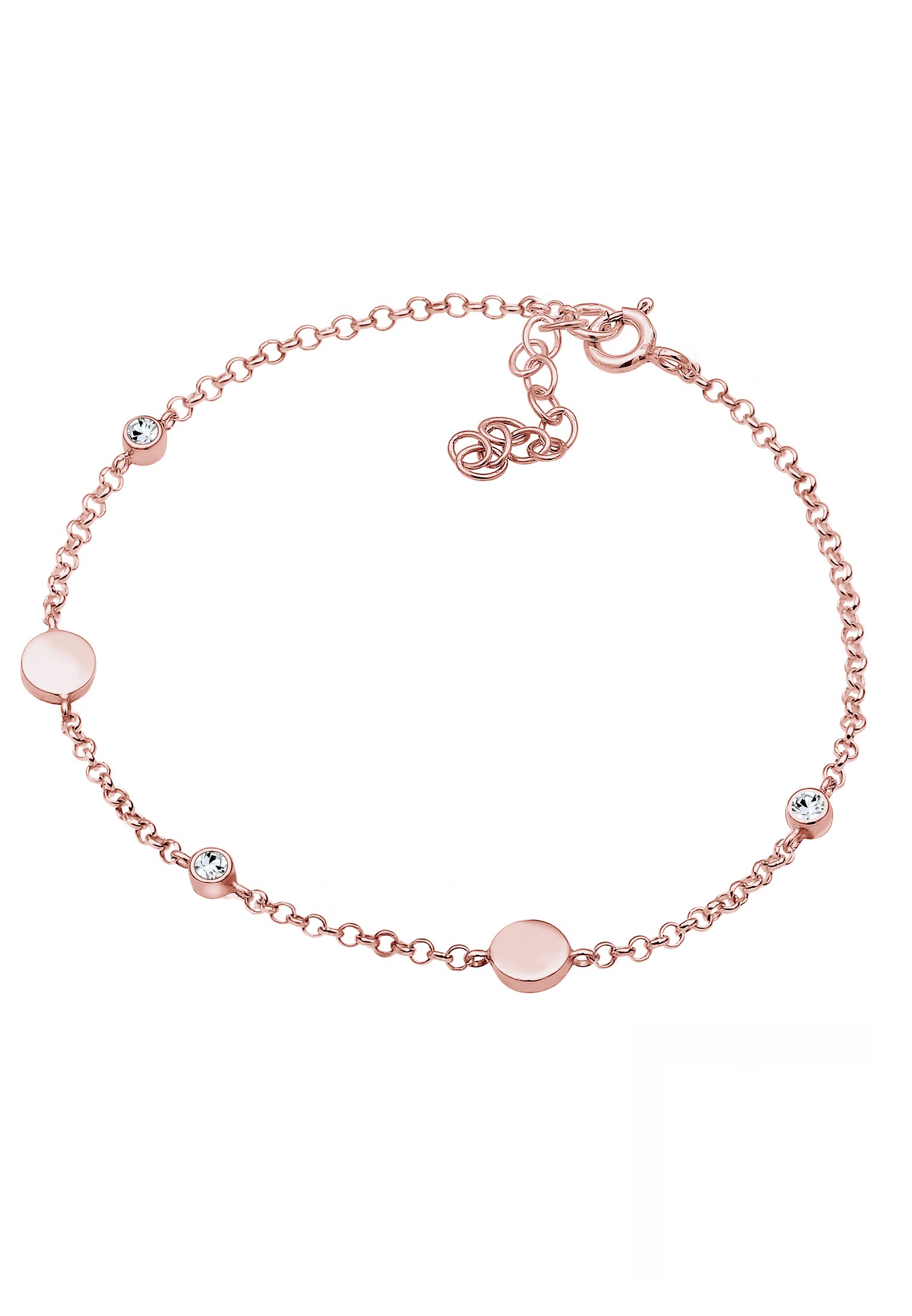 Elli Armkette »Armband Plättchen Rund 925 Sterling Silber, mit Kristallen von Swarovski®«