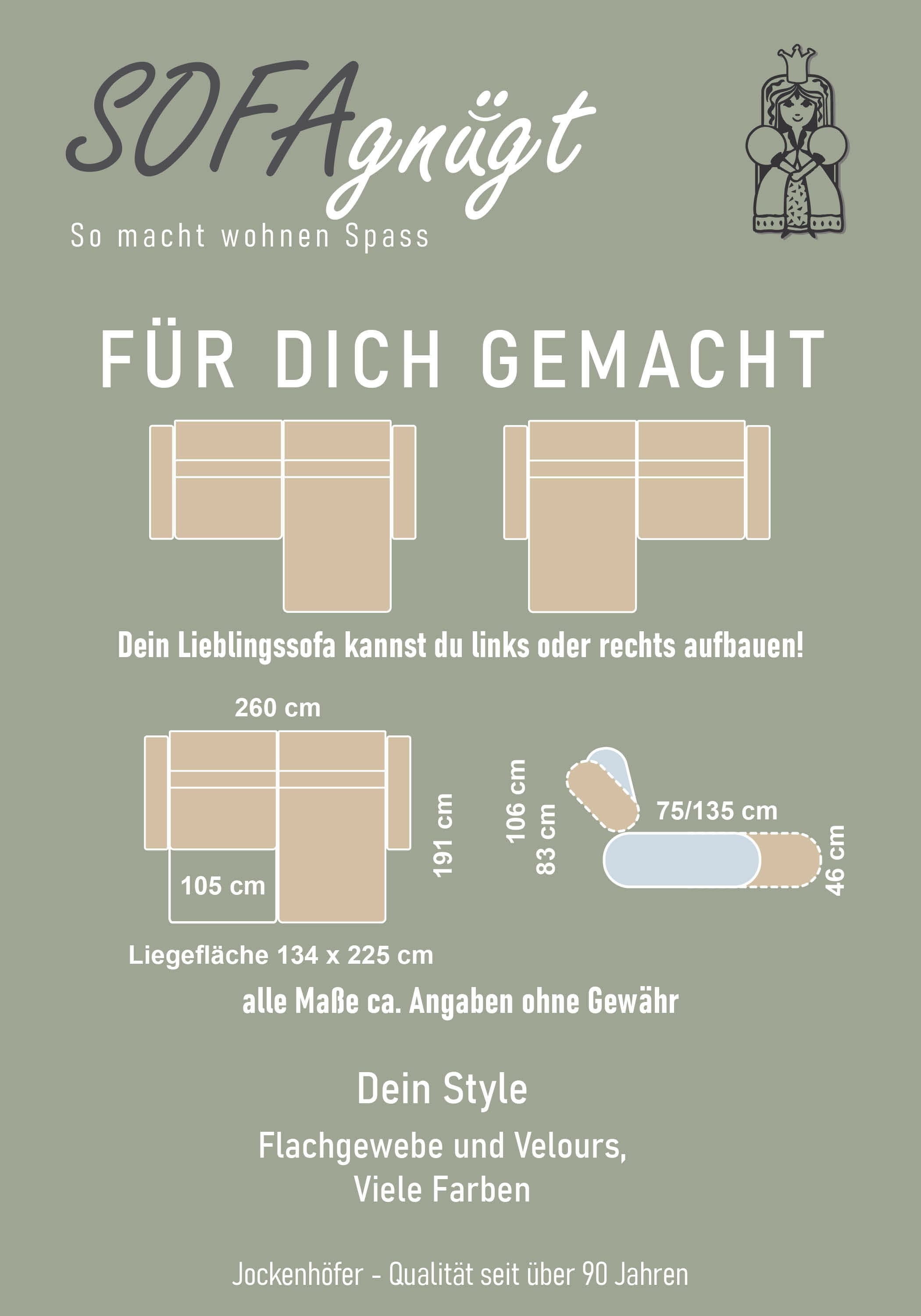 Jockenhöfer Gruppe Ecksofa »Zoom L-Form, B: 263 cm, mit 60 cm elektr. Sitztiefenverstellung« 140kg Belastbarkeit, USB-Anschluss, Kopfteilverstellung & Zierkissen