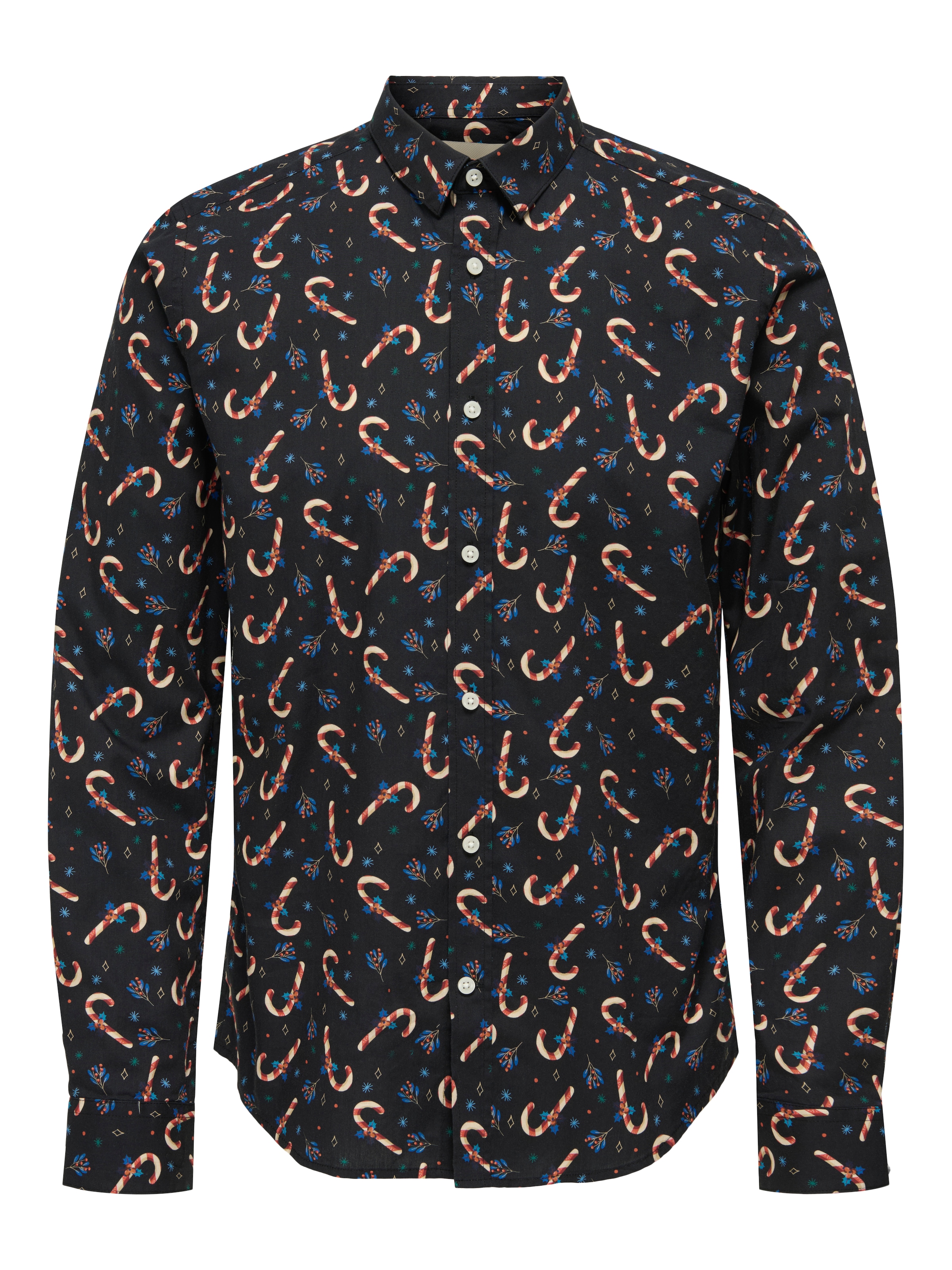 ONLY & SONS Langarmhemd »ONSELF XMAS AOP SLIM POPLIN LS SHIRT«
