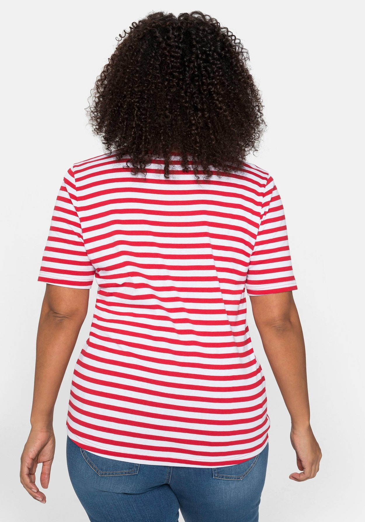 Sheego T-Shirt »T-Shirt mit garngefärbtem Ringel, aus Rippware«