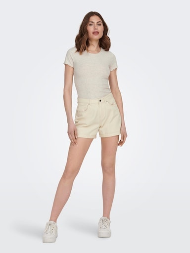 ONLY Rundhalsshirt »ONLEMMA S/S SHORT TOP NOOS JRS« Rundhals, modisch, regular fit, gewellter Abschluss, unifarben