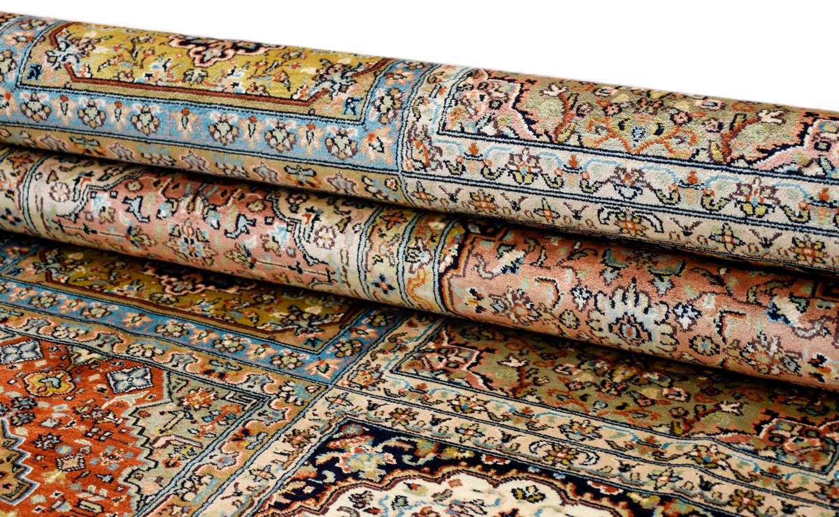 Kayoom Seidenteppich »Boxes 35«, rechteckig, 10 mm Höhe, Einzelstück mit Zertifikat, Wohnzimmer