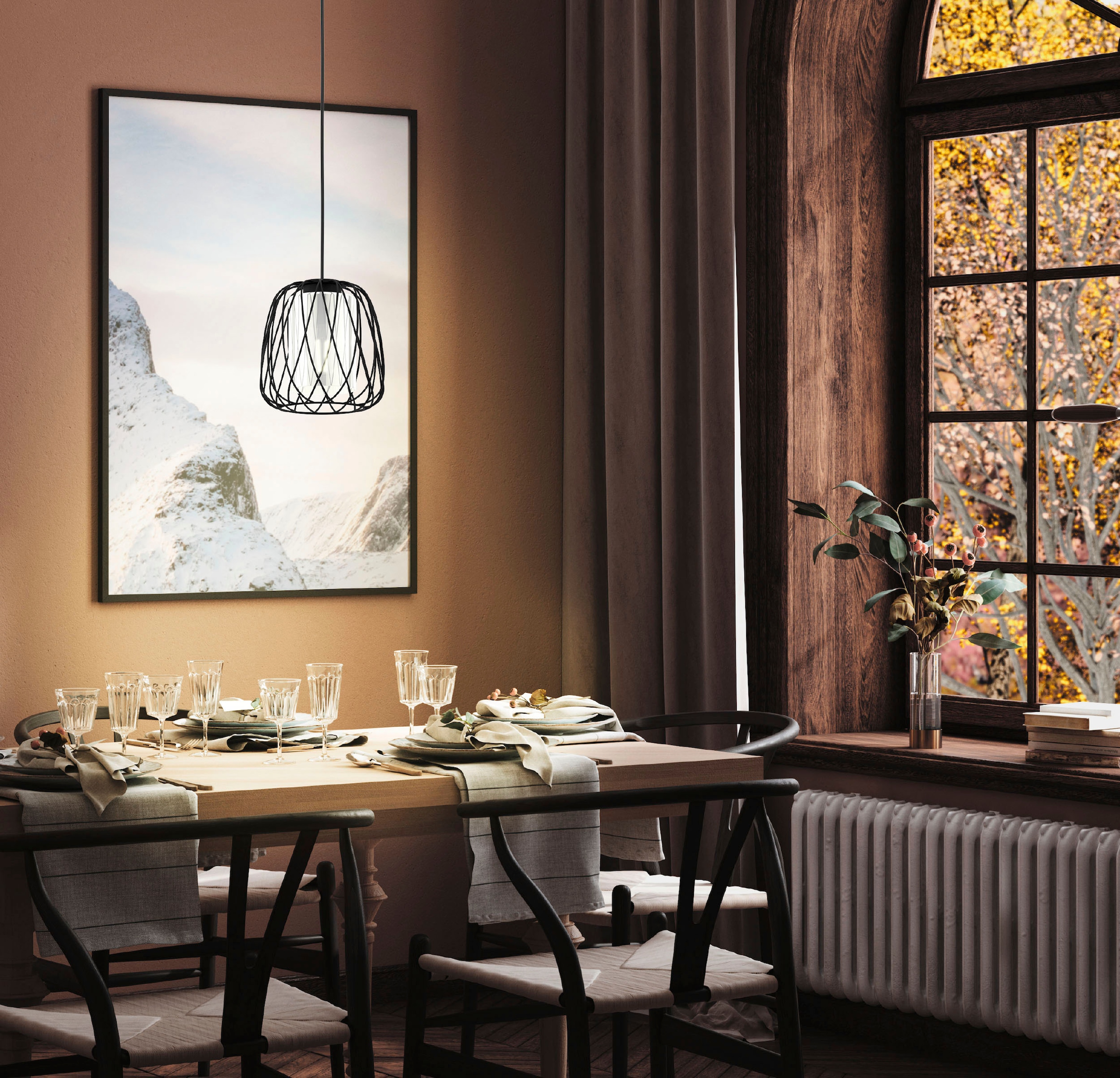 EGLO Hängeleuchte »FLORESTA Pendellampe, Stahl und Glas, IP20, E27, Esstischlampe, Lampe«, Leuchtmittel E27 | Leuchtmittel wechselbar-ohne Leuchtmittel, Elegante Hängelampe für Esszimmer, Küche oder Wohnzimmer