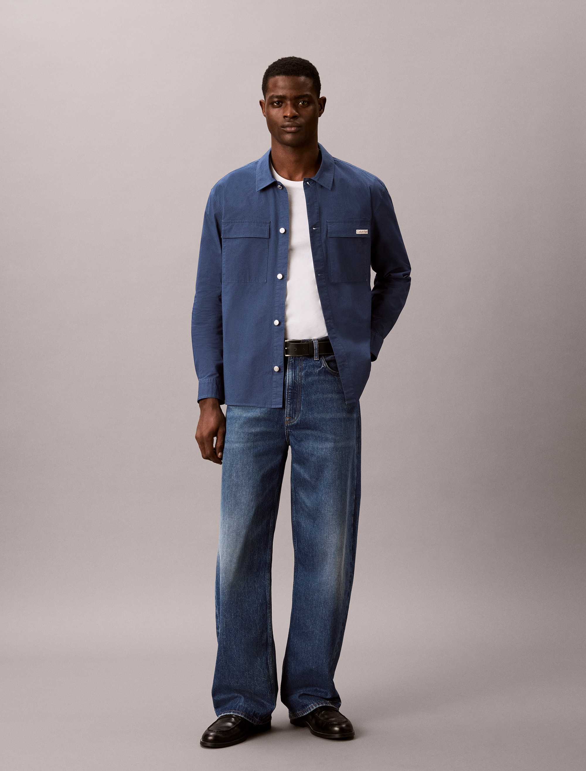 Calvin Klein Jeans Outdoorhemd »Overshirt LS COTTON NYLON UTI« bequeme Passform, Hemdkragen, Markenlabel