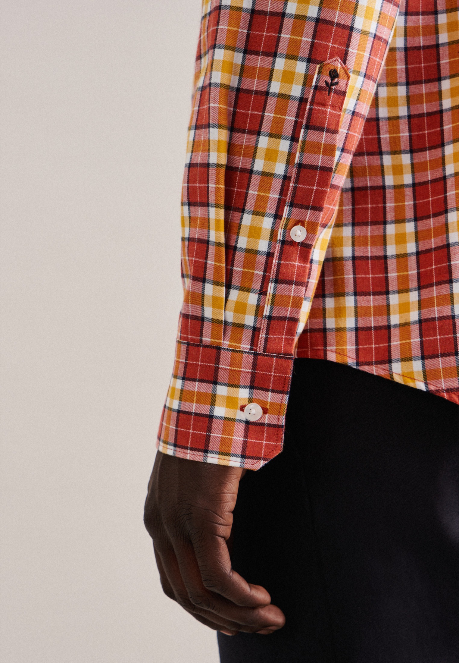 seidensticker Flanellhemd »Slim«, Slim Langarm Button-Down-Kragen Karo