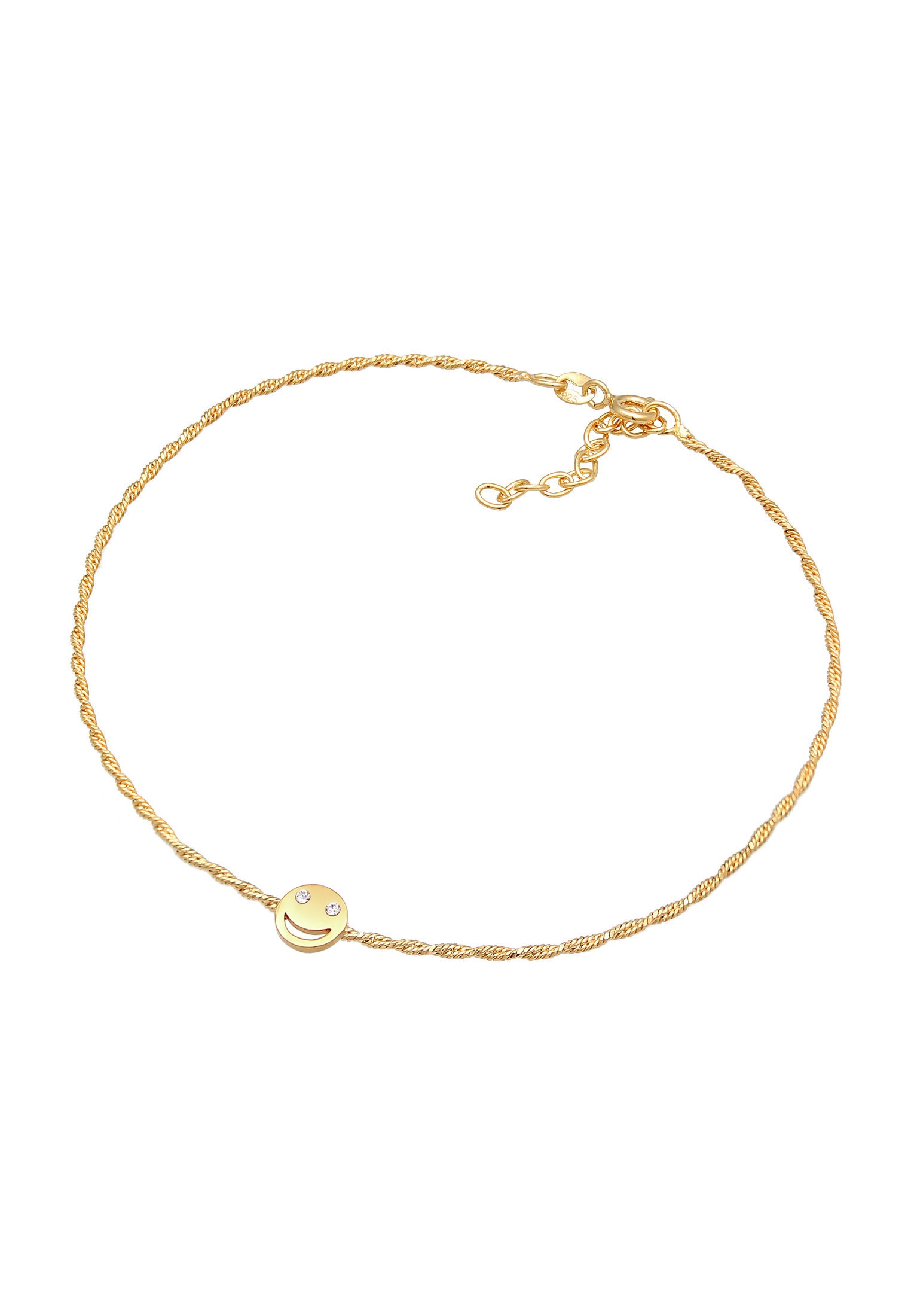Elli Fußkette »Fußschmuck mit Smile Face Kristalle 925 Silber«