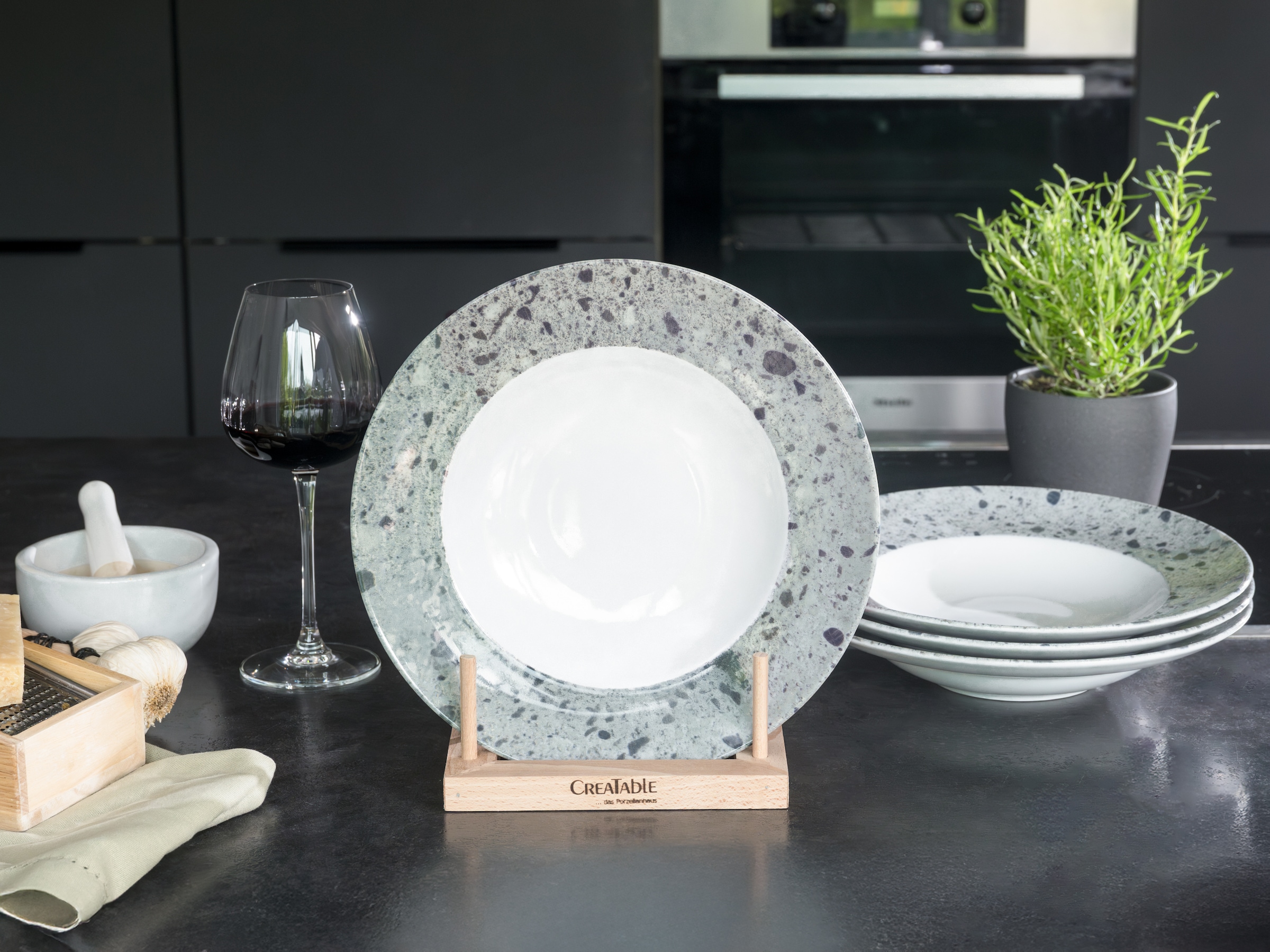 CreaTable Pastateller »Stone Collection Florenz, Teller-Set, 4-tlg.« Italienische Eleganz, Vielseitig einsetzbar