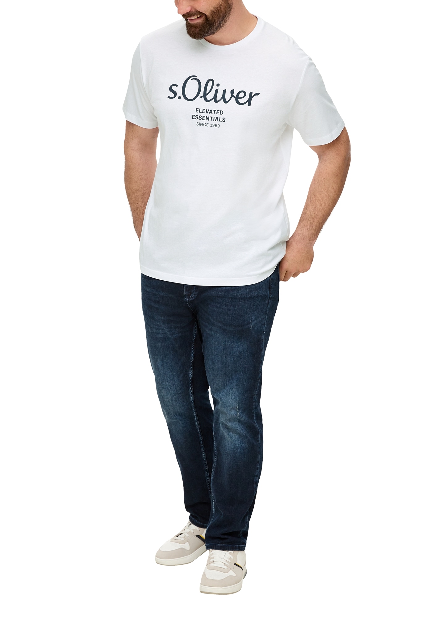 s.Oliver Men Big Sizes Kurzarmshirt mit Logo-Print/Große Größen