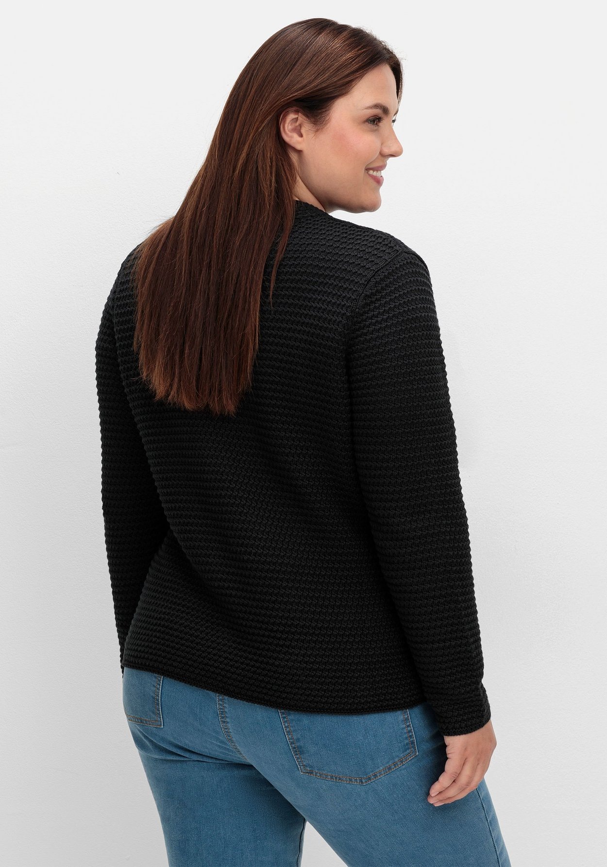Sheego Strickjacke »Grobstrickjacke mit Stehkragen und Taschen«