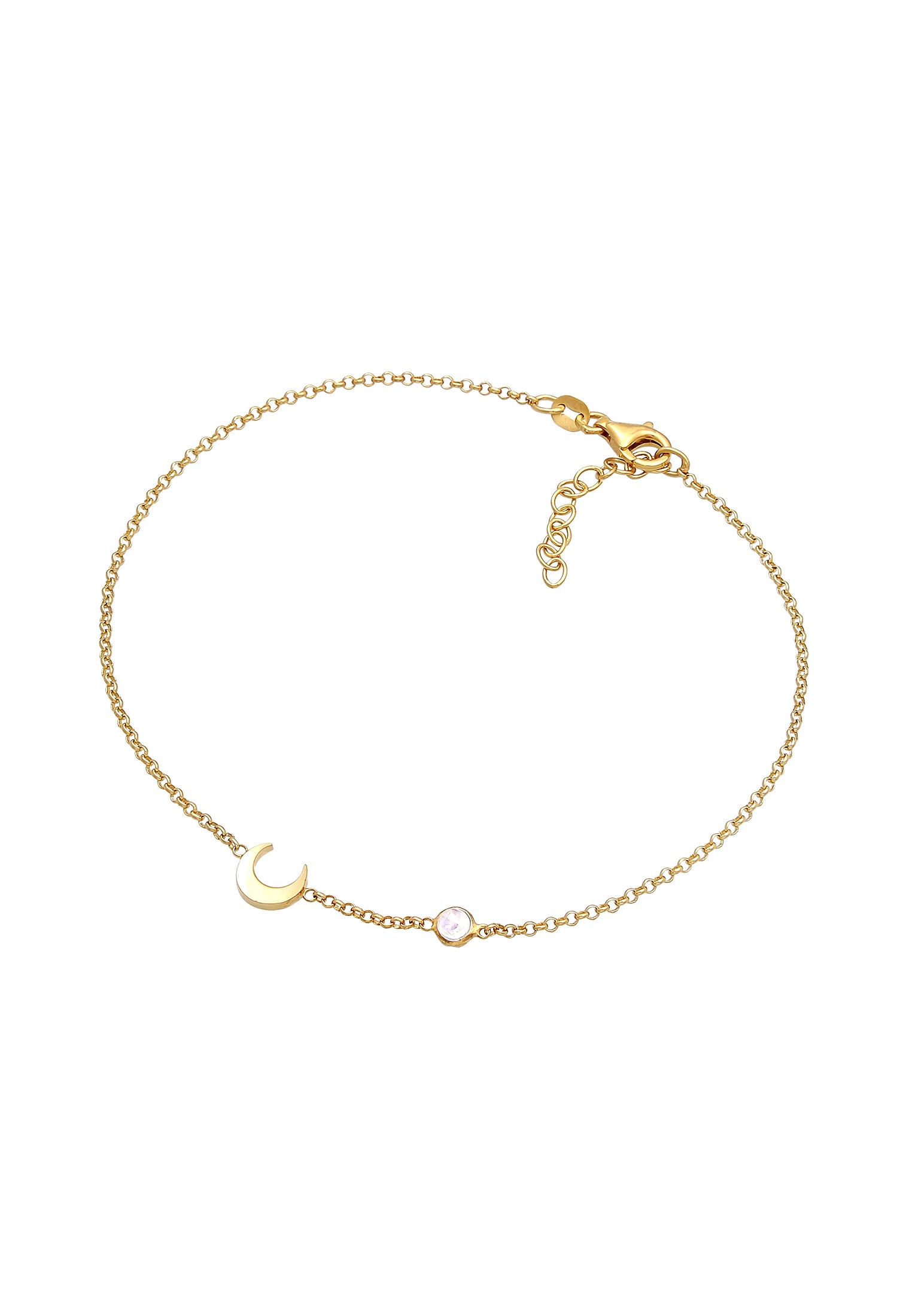 Elli Fußkette »Fußschmuck Halbmond Astro Mondstein 925 Silber«