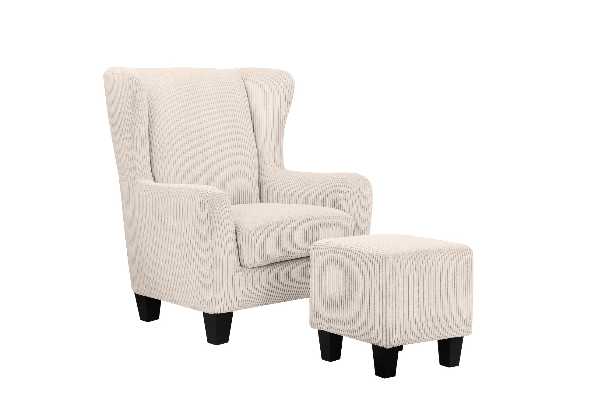 Home affaire Ohrensessel »Chilly, Sessel mit Hocker und Federkern-Polsterung,«, (Set, 2 St., bestehend aus Sessel und Hocker), in Cord und Microfaser-Bezug, Unser Dauertiefpreis