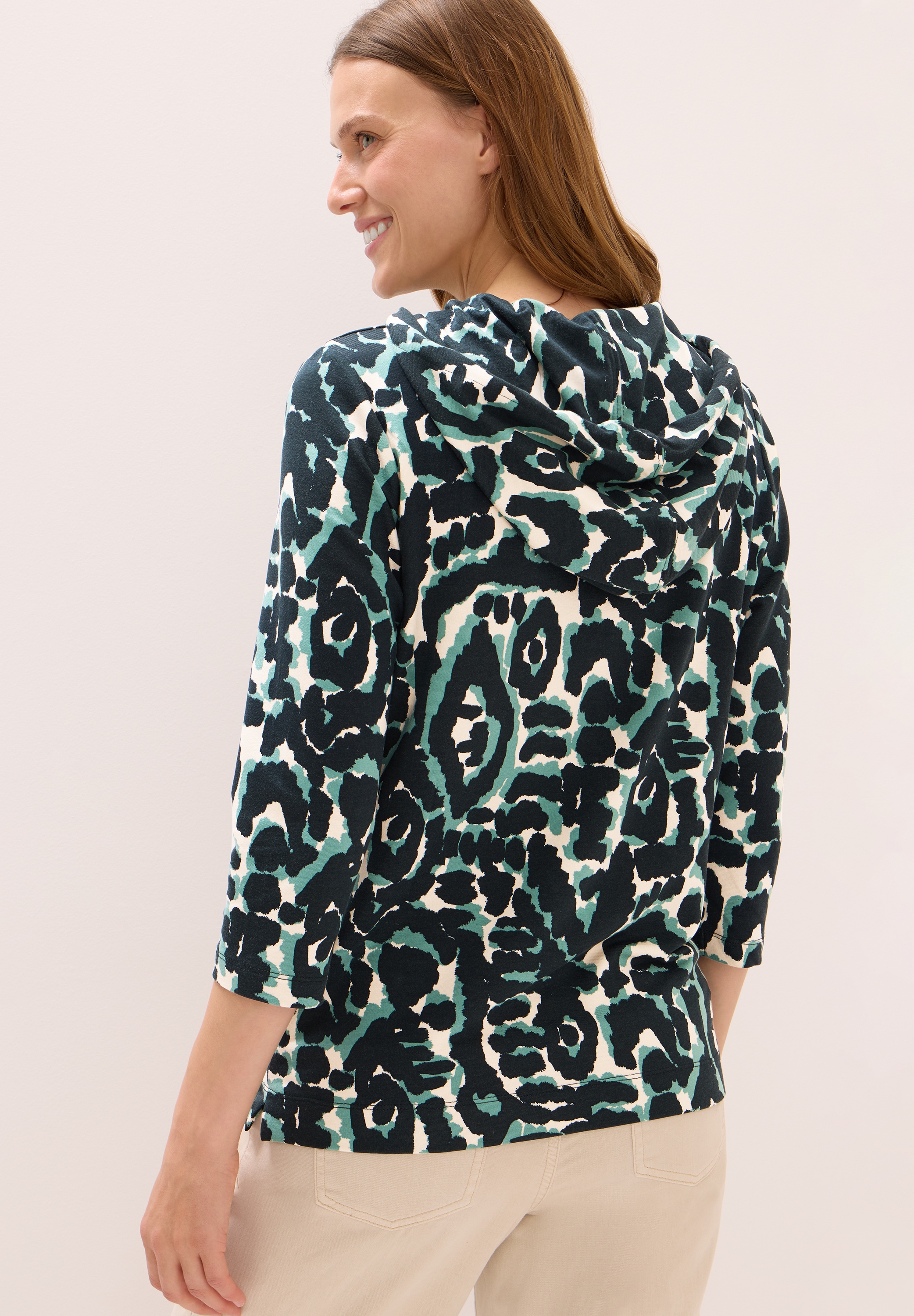 Cecil Kapuzensweatshirt, mit 3/4 Arm, gemustert