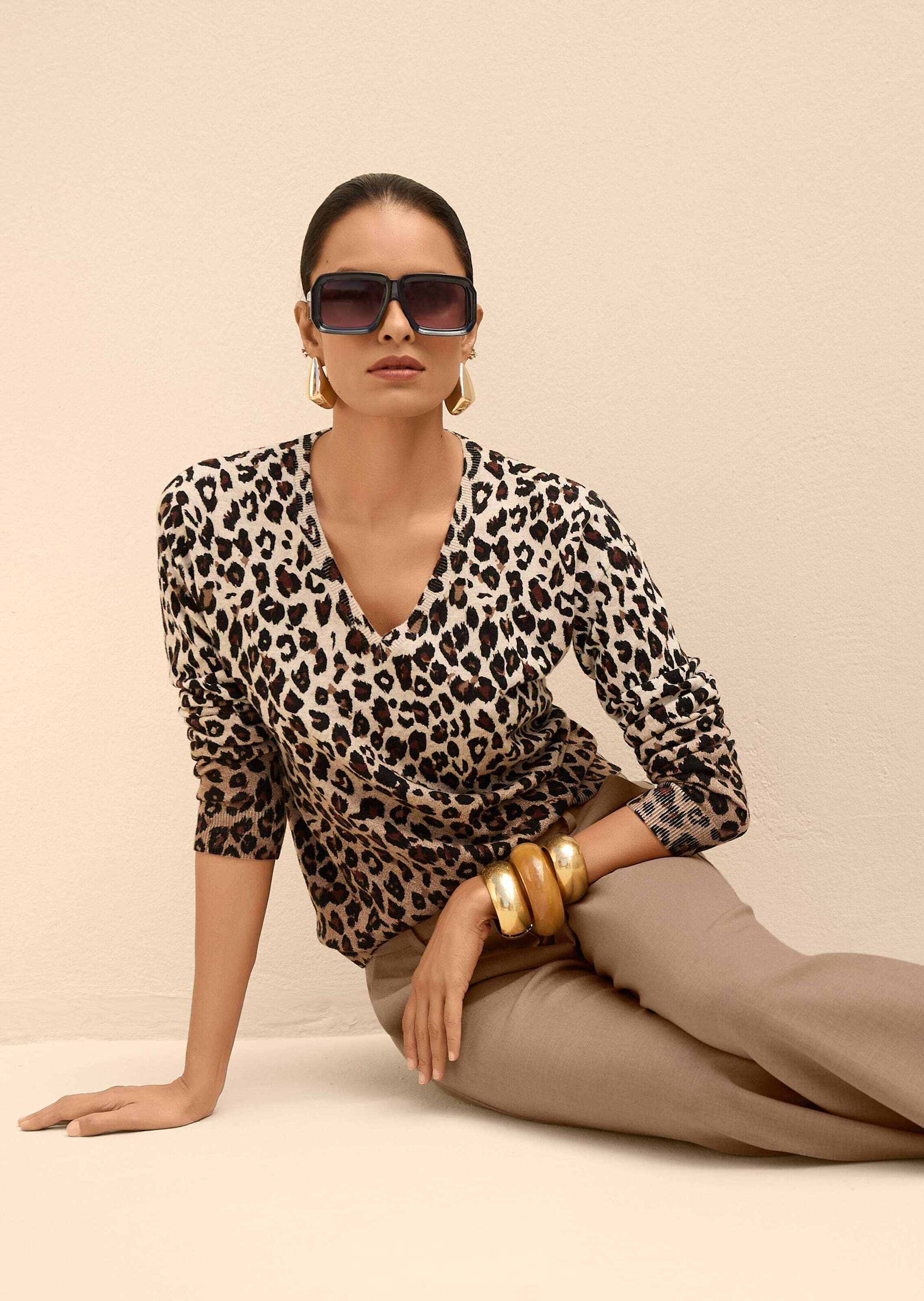 MADELEINE Longpullover »Strickpullover Luxuriöser Wollpullover mit Animal-Design« Animal Design mit Farbverlauf