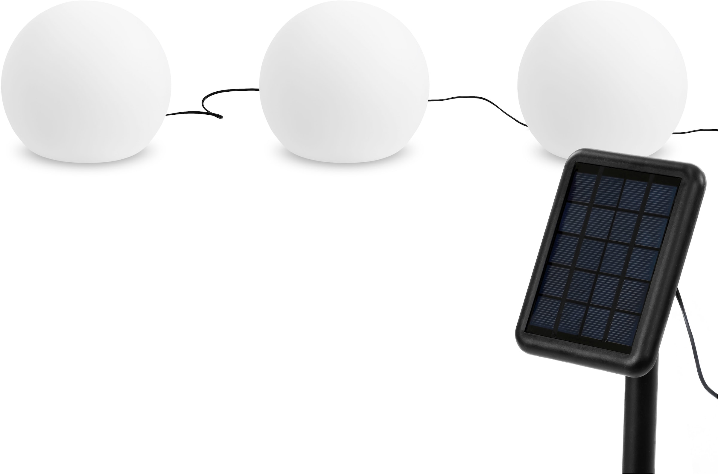 OTTO home LED Solarleuchte »Ollira, LED-Solar Kugelleuchten, 3er Set« LED-Modul 3 Stk. Warmweiß mit Erdspießen