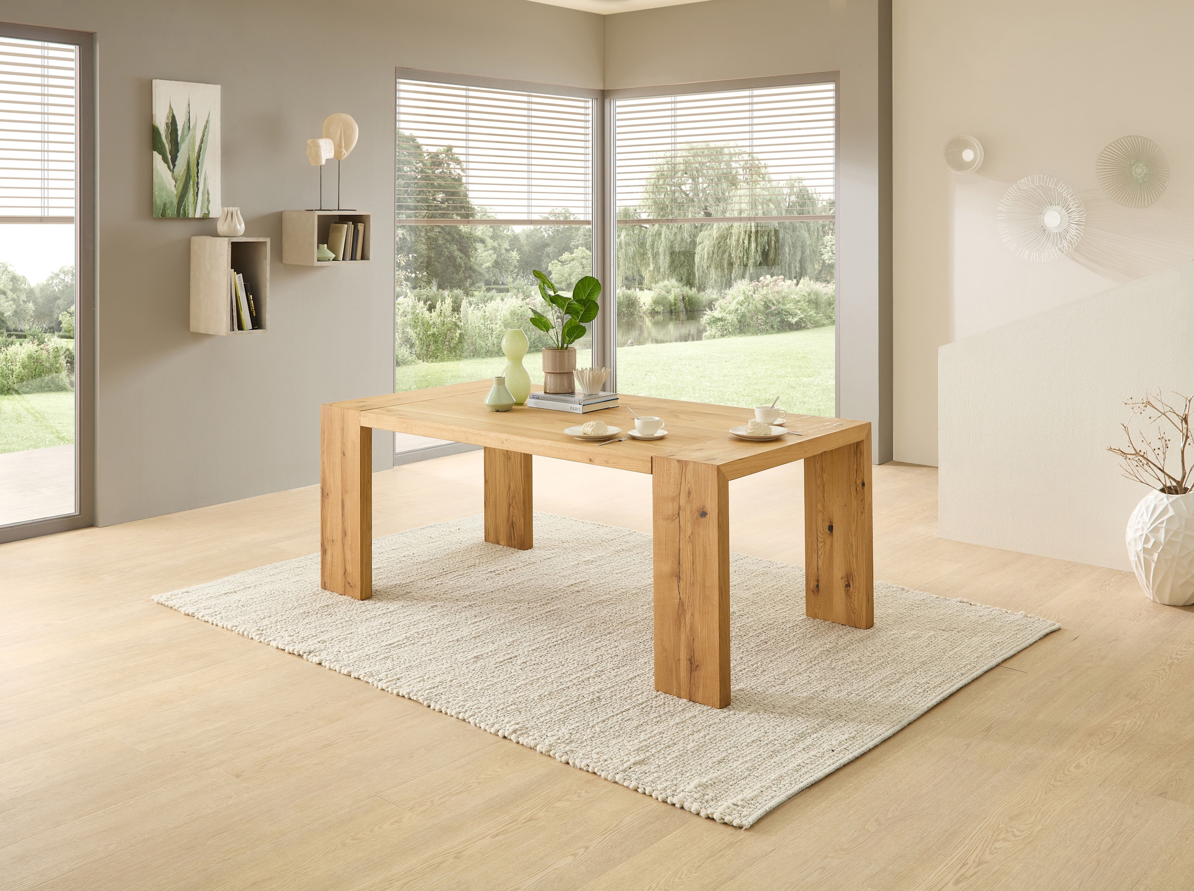 Stolkom Esstisch »Anno Esszimmertisch Eiche Massivholz geölt, FSC, BxHxT 200x76x100 cm«, Eiche Massivholz geölt, FSC-Zertifiziert, Flächenbelastung bis 90 kg
