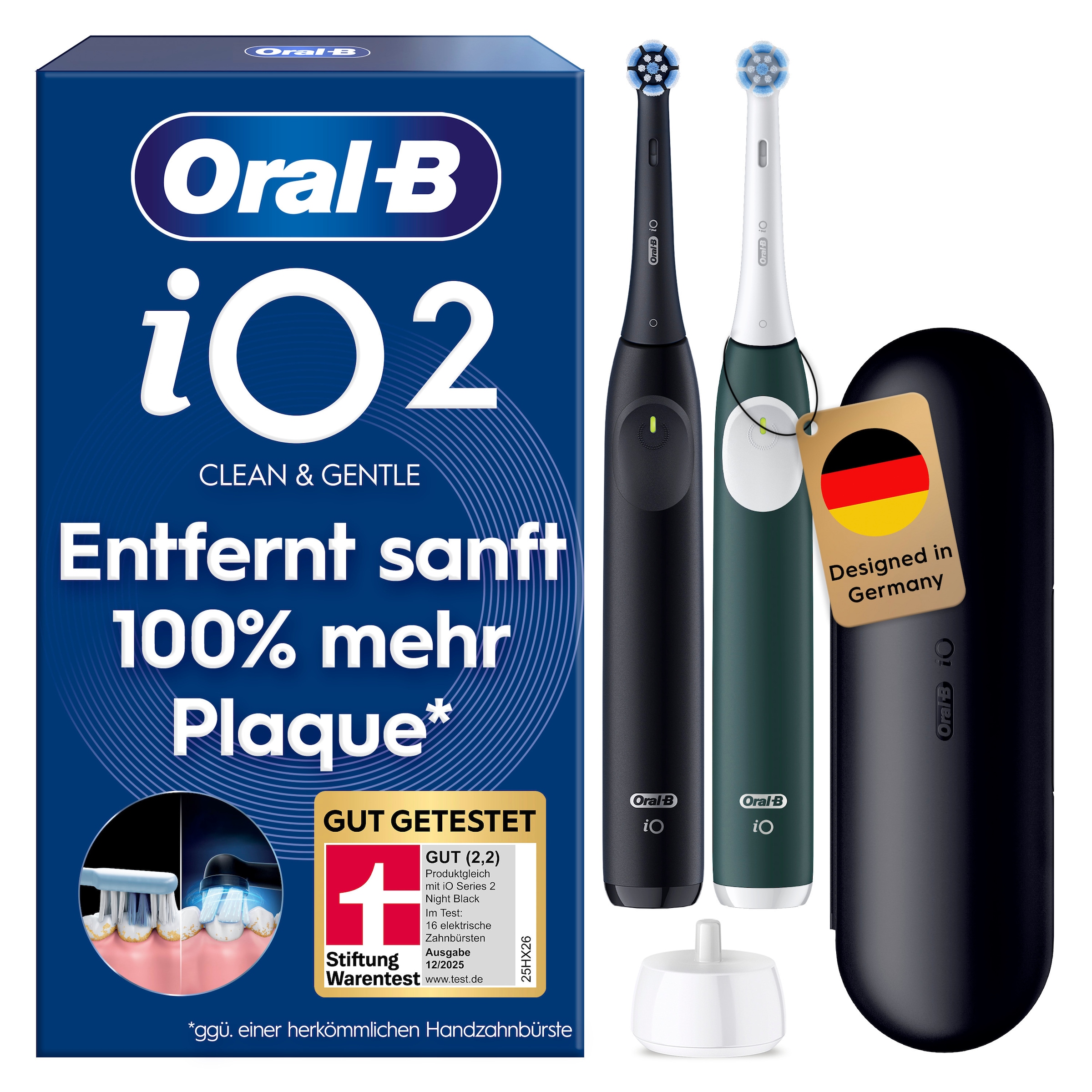 Oral-B Elektrische Zahnbürste »iO Series 2« 2 Stk. Aufsteckbürsten für die sanfte Reinigung, mit 2. Handstück