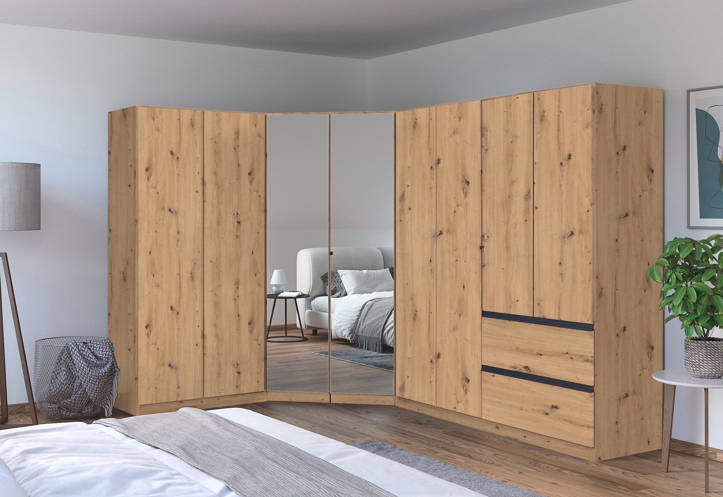 rauch Schrank-Set »Kleiderschrank Schrank Garderobe Wäscheschrank COSTA mit Spiegel«, viel Platz, grifflose Front und Push-to-Open Funktion MADE IN GERMANY