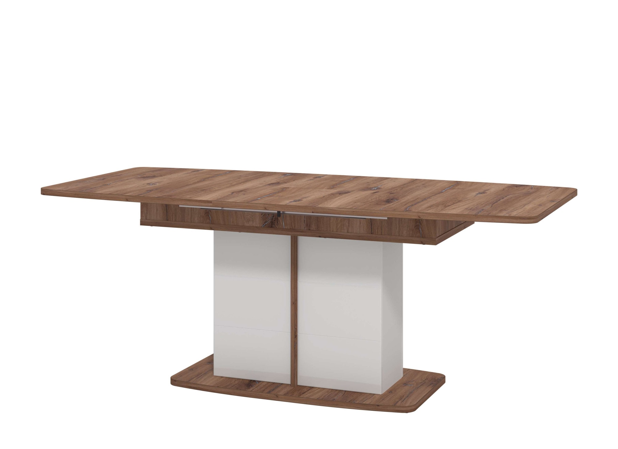 INOSIGN Esstisch »Burgundy 160 cm, modernes Design, Verlängerbar durch Einlegeplatte« max. Breite 200 cm, Farbkombination aus Flagstaf Eiche und Weiß