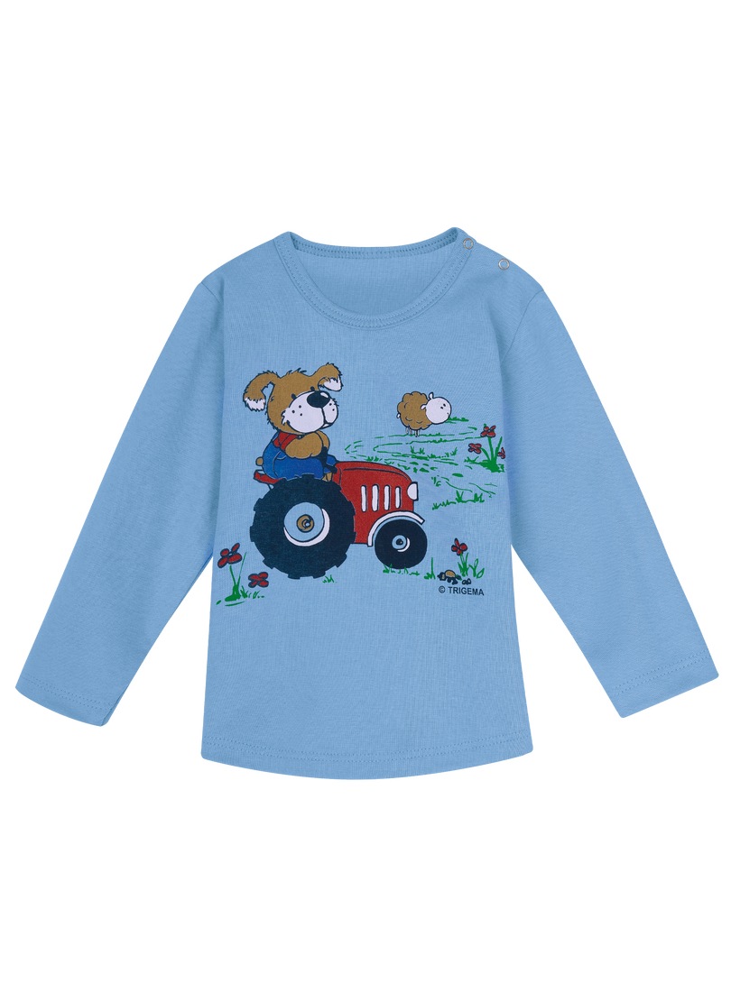 Trigema T-Shirt »TRIGEMA Langarmshirt mit süßem Hund auf Traktor«, (1 tlg.)