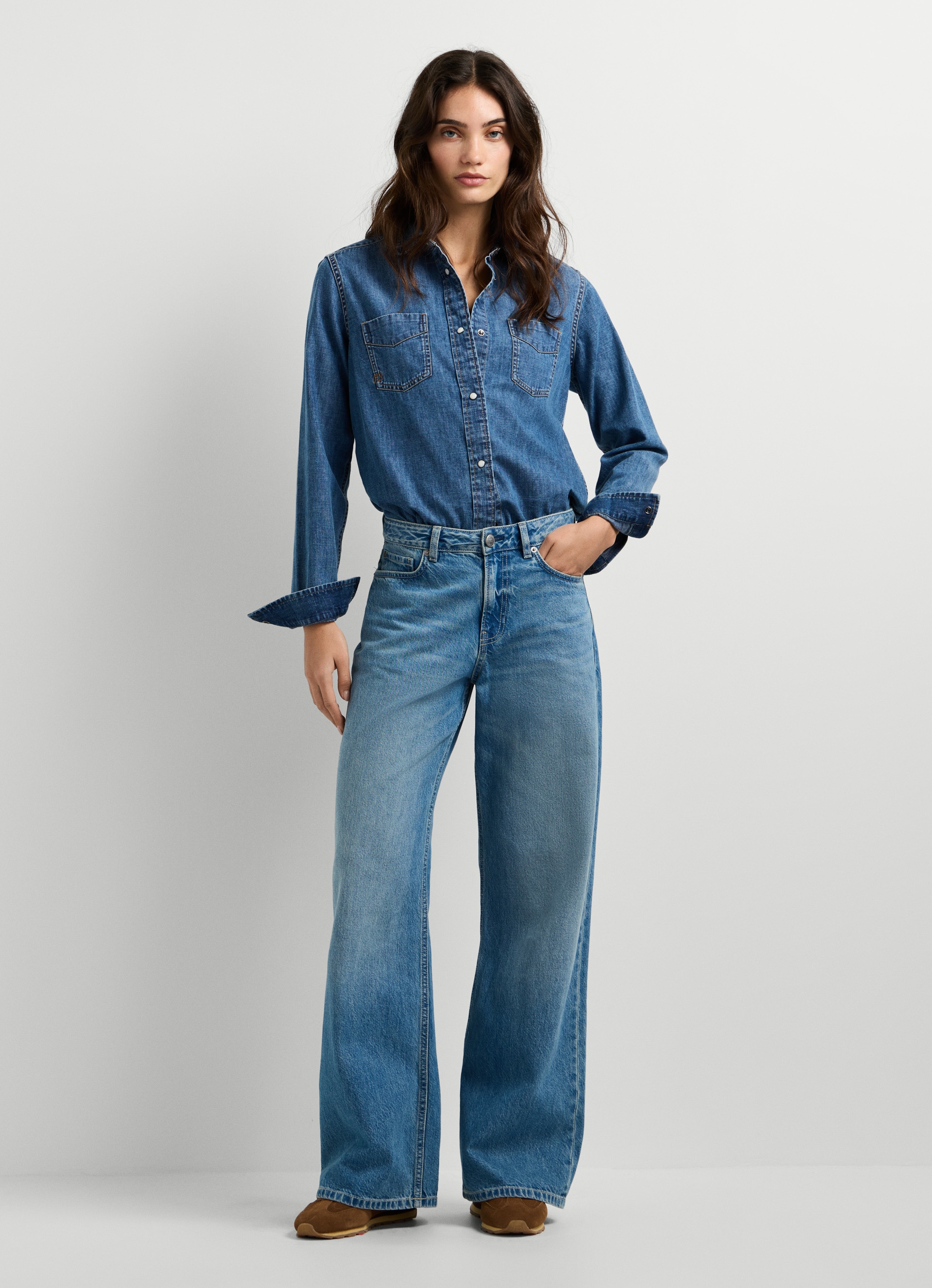 Pepe Jeans Weite Jeans »LINA MW WIDE LEG VERDE BLU« aus Baumwoll-Denim, mittlere Leibhöhe
